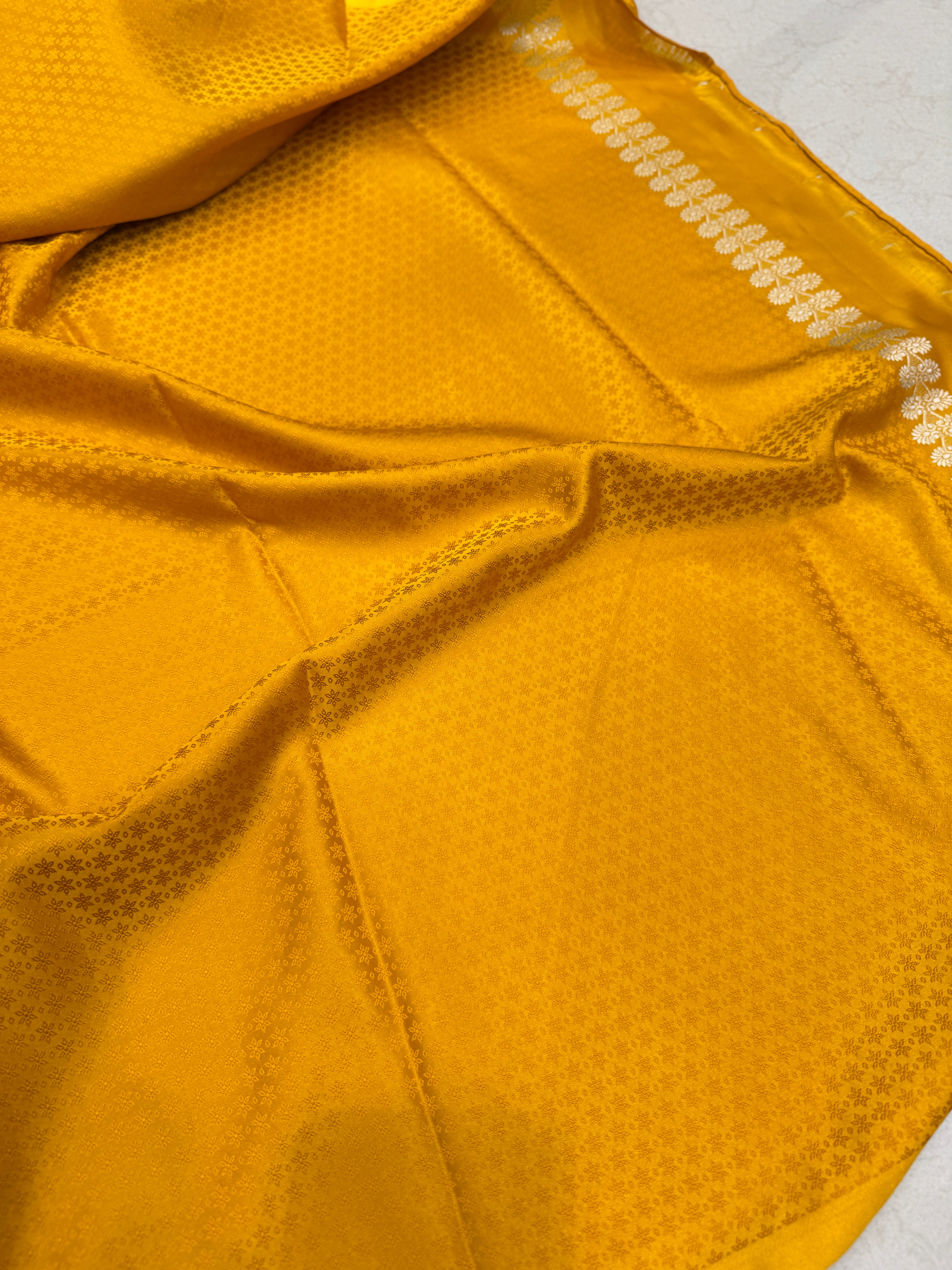 Mustard Yellow Banarasi Big Sliver Butta Saree