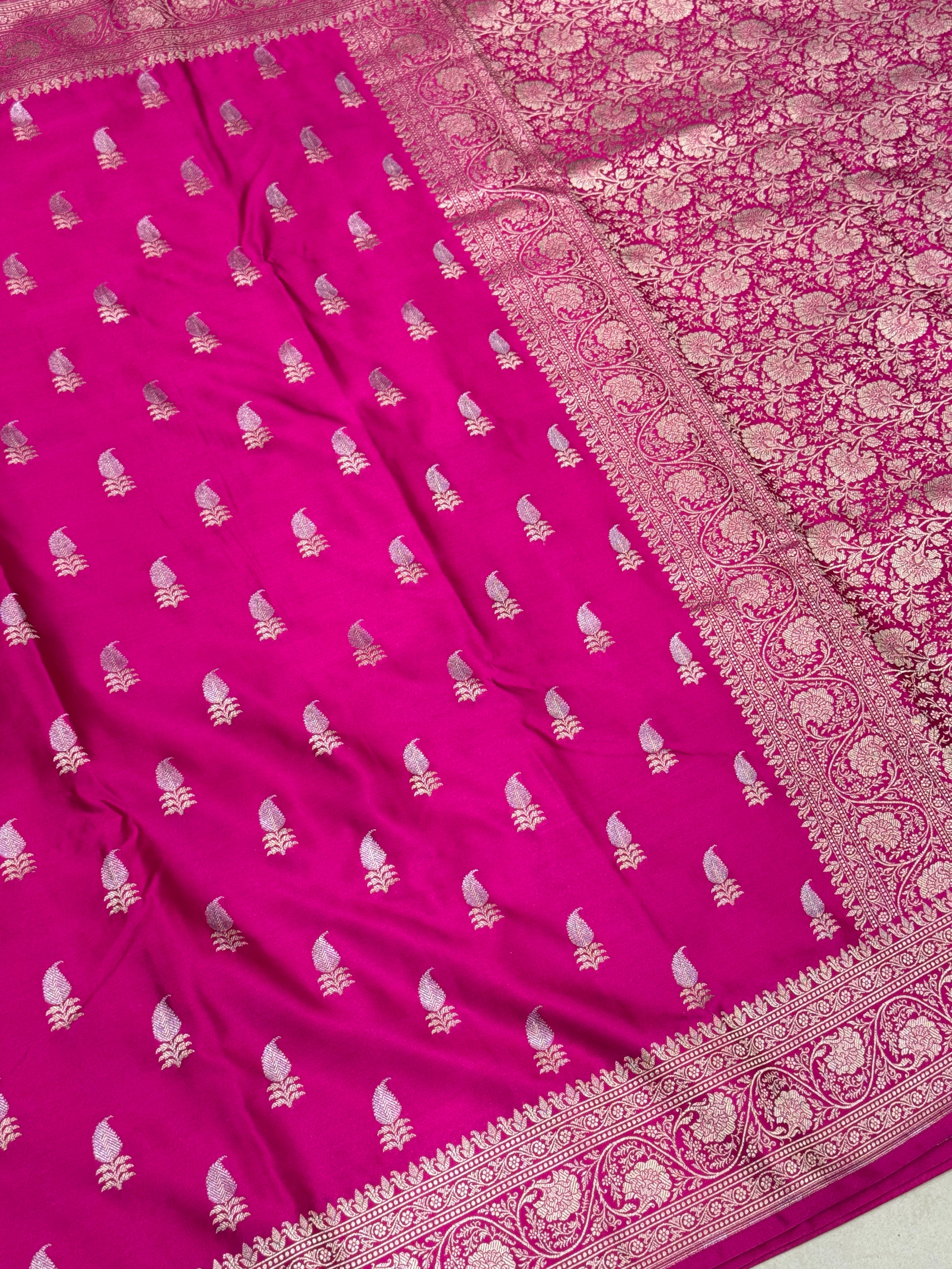 Rani Pink Banarasi Silk Sona Roopa Buttis Saree