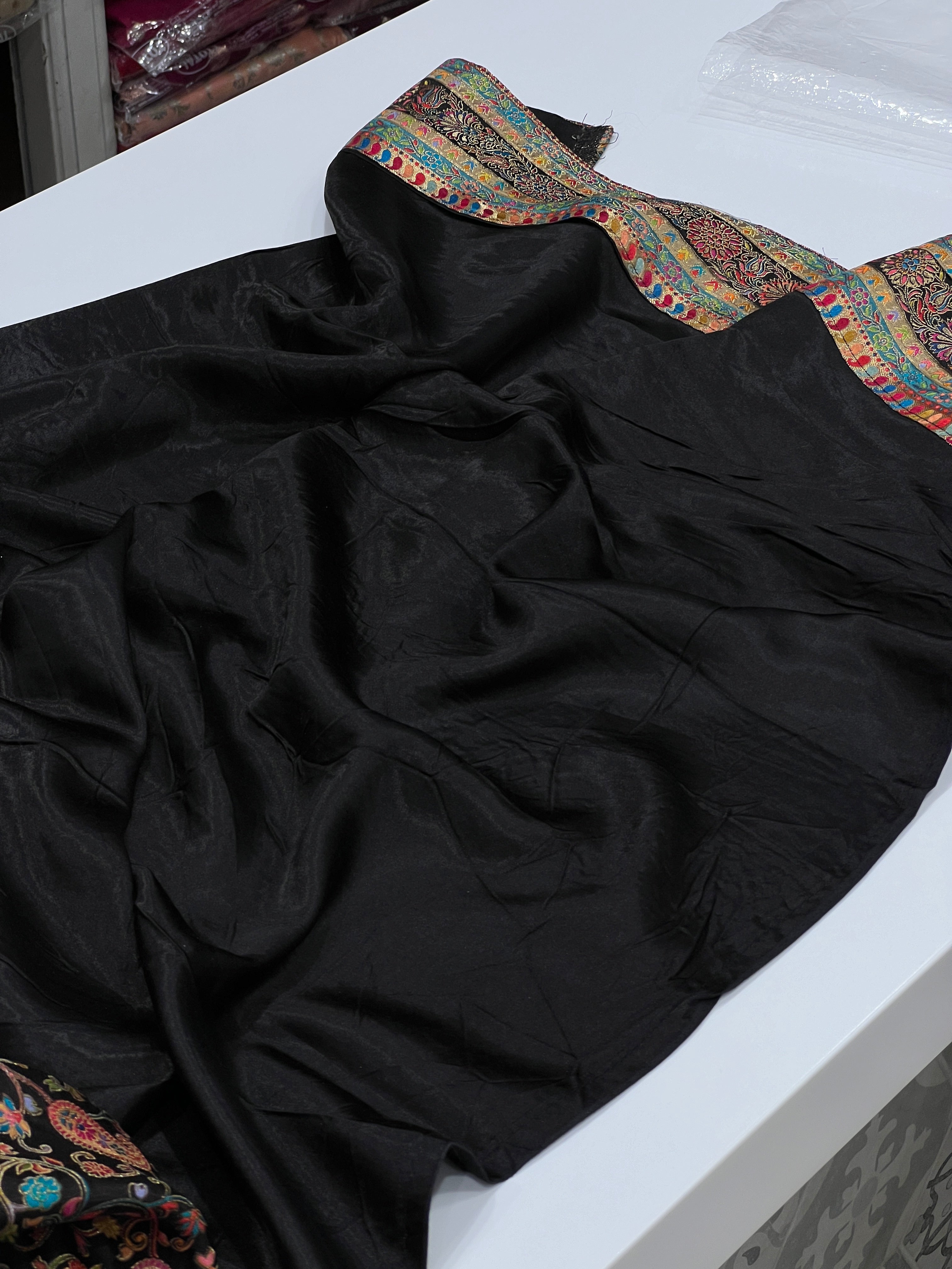 Black Modal Satin Pashmina Style Saree