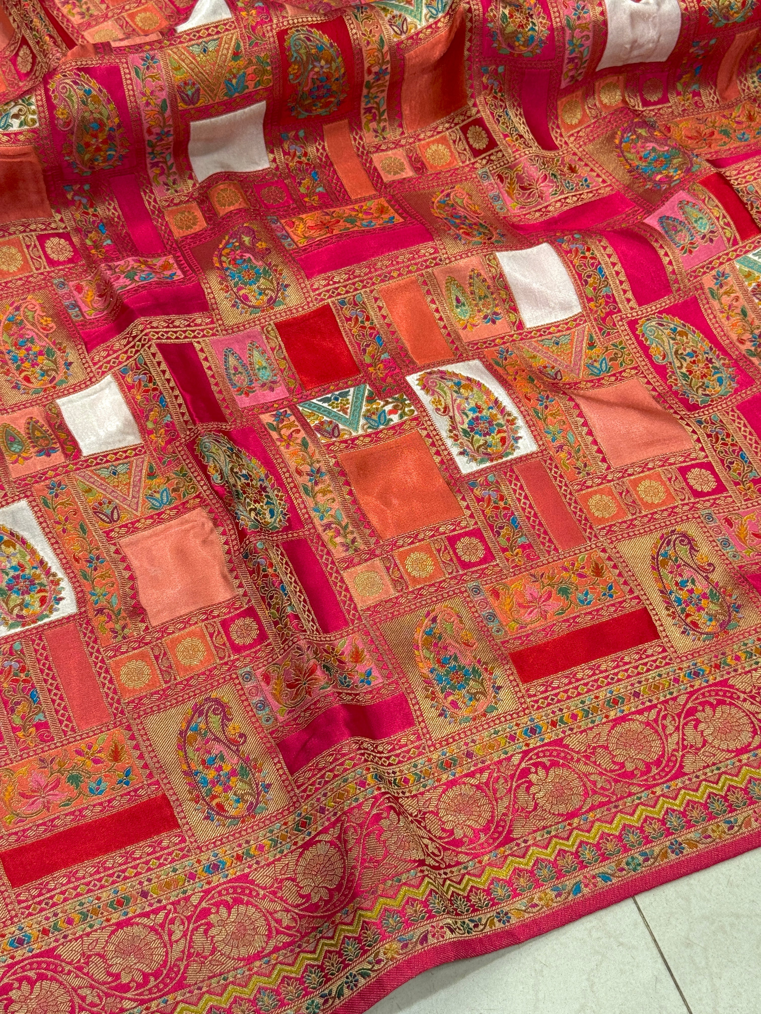 Rani Contemporary Banarasi Rangkat Modal Satin Checkered Saree