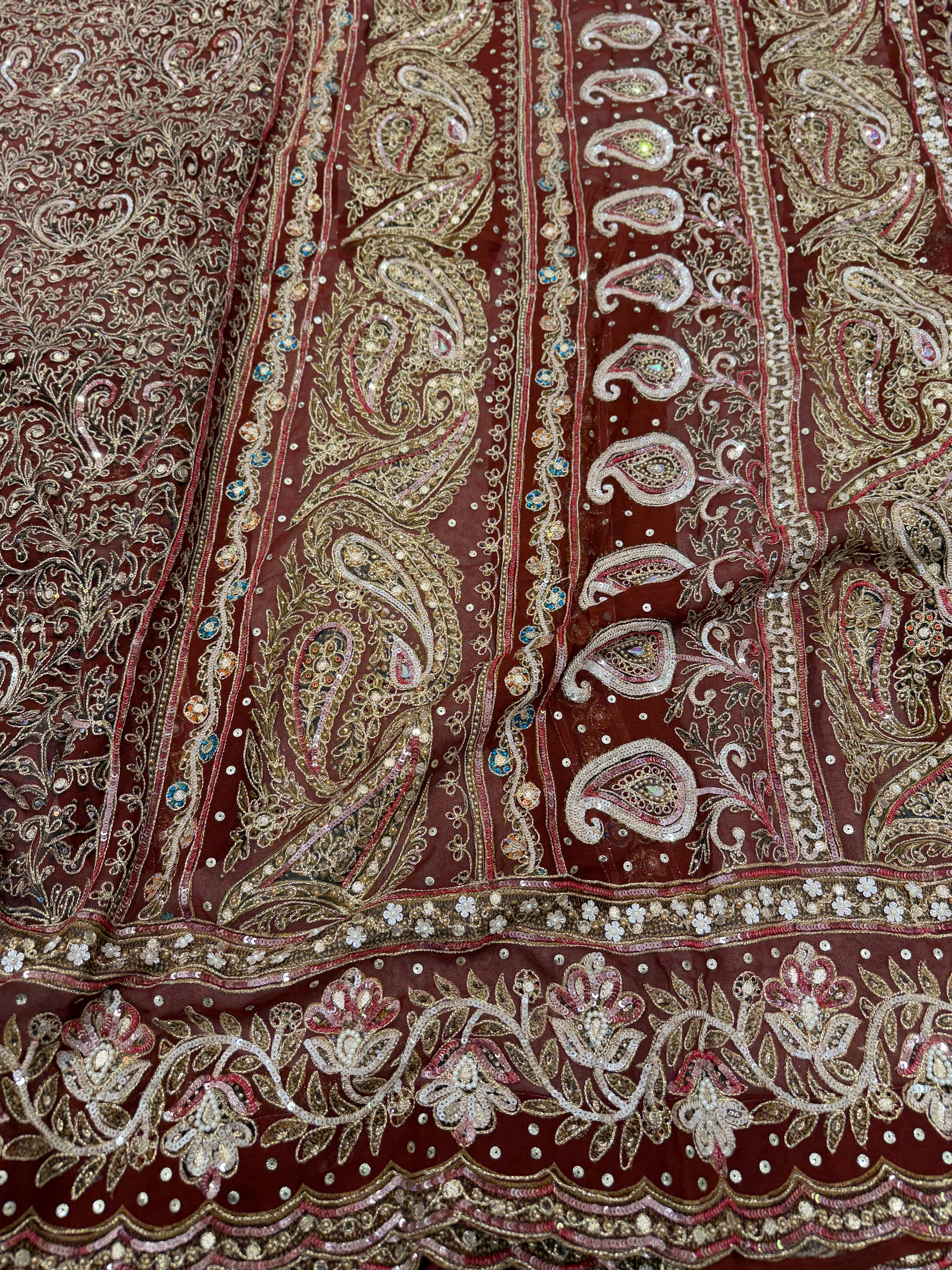Maroon TT inspired Floral Banarasi Crepe Hand Embroidery Saree