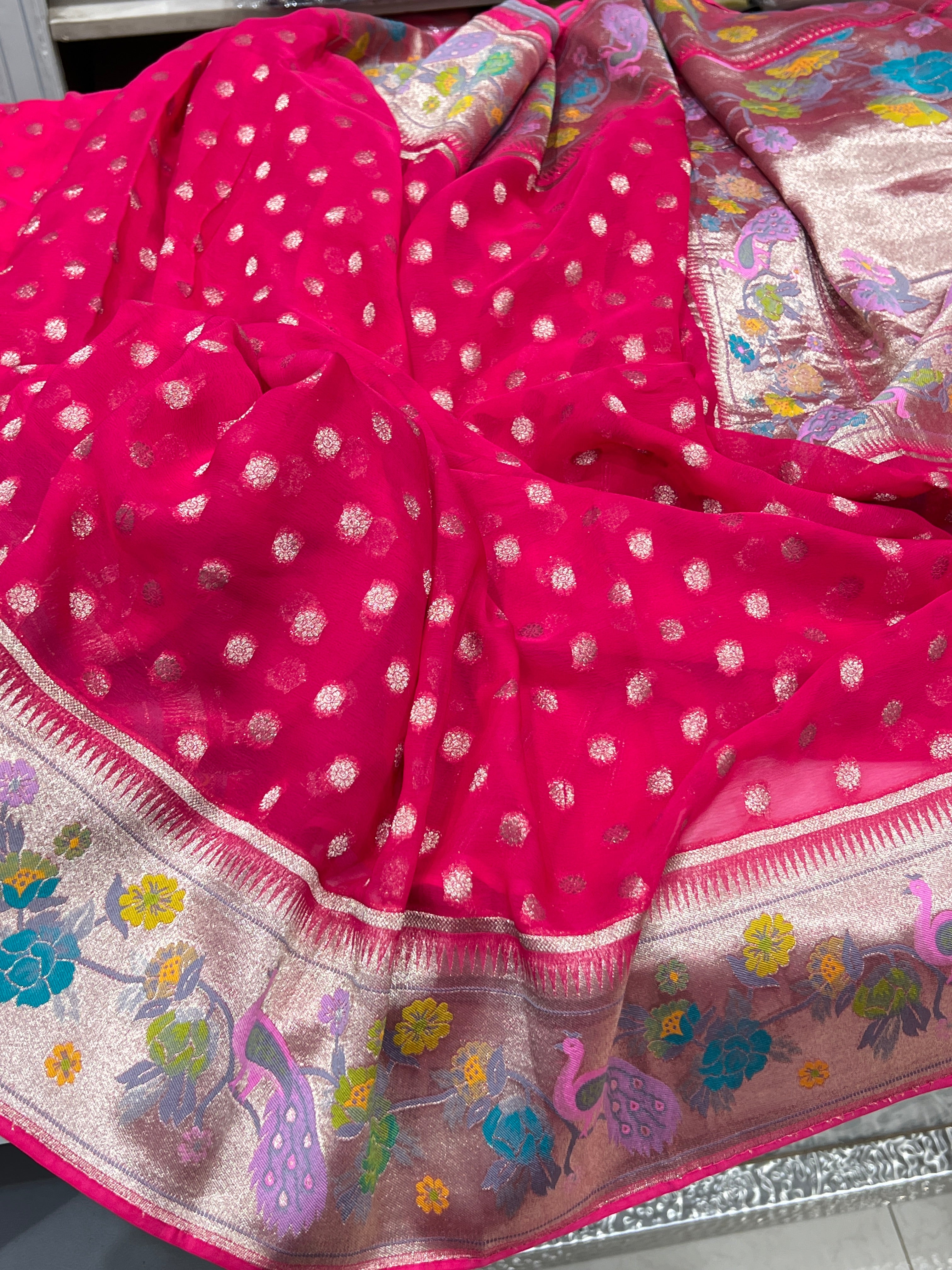 Rani Banarasi Khaddi Georgette Paithani