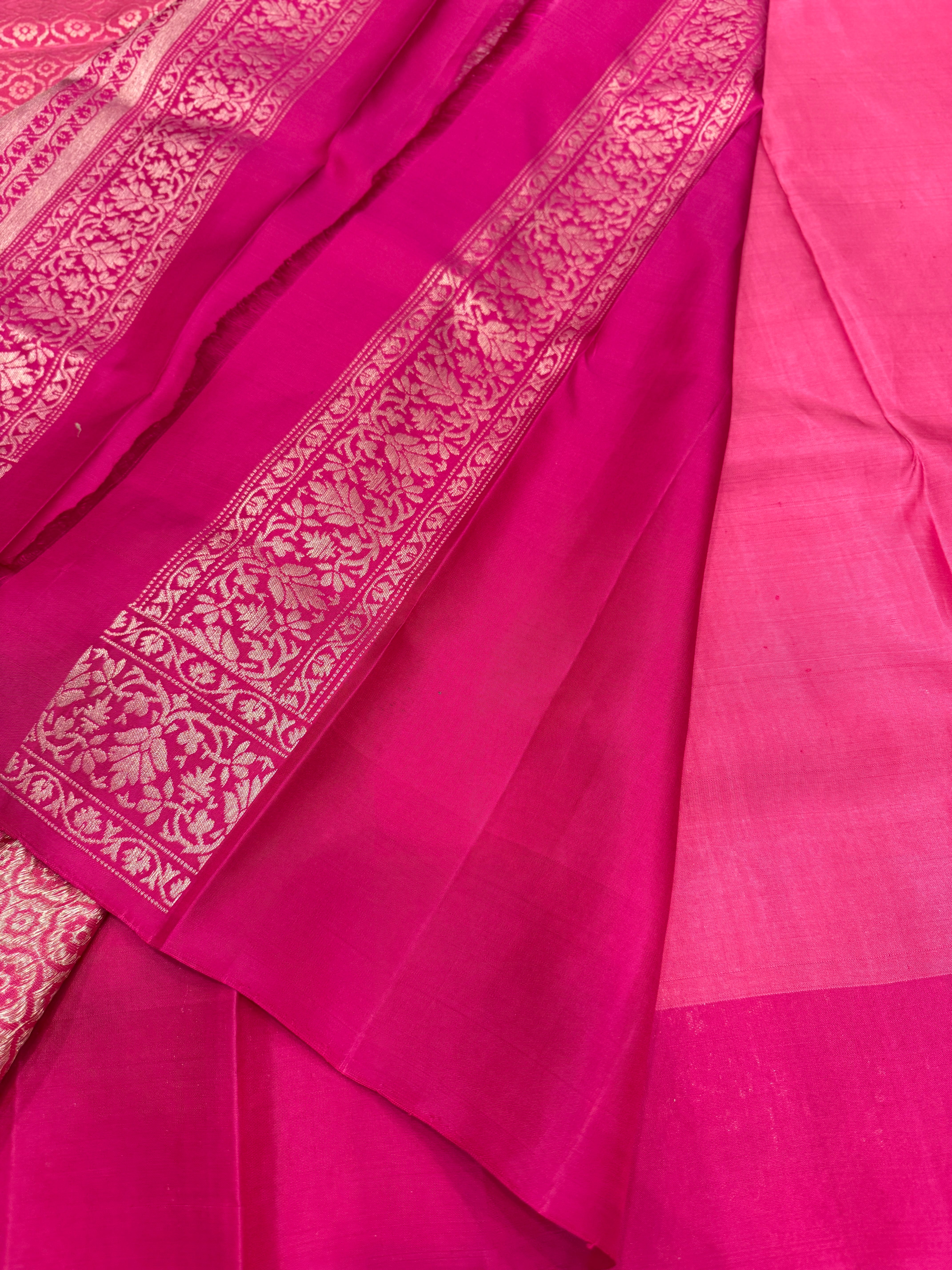 Rani Pink Contemporary Handloom Kanchipuram Pure Silk Saree