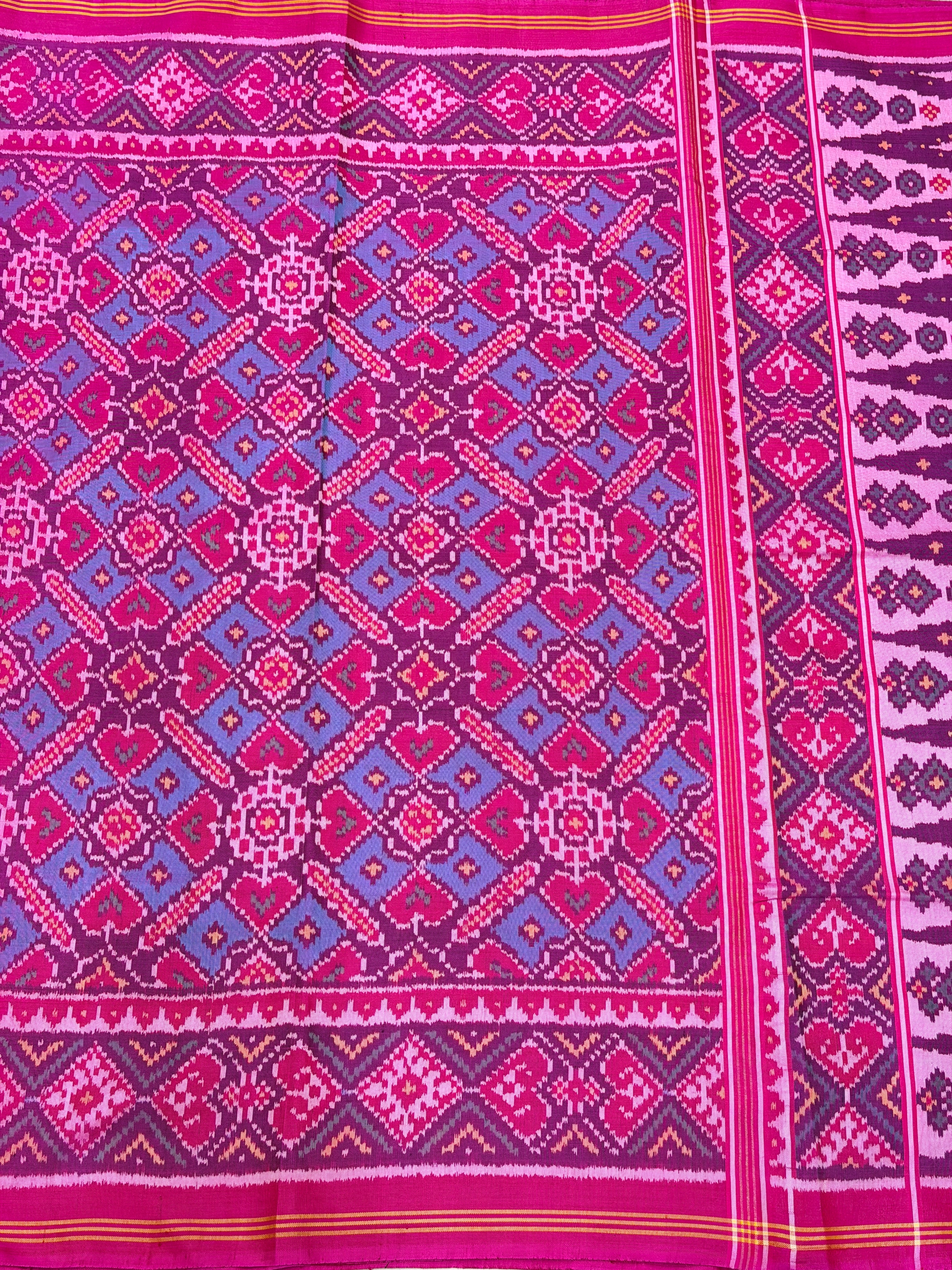 Rani Pink Manek Chowk Pure Silk Patan Patola Handloom Saree