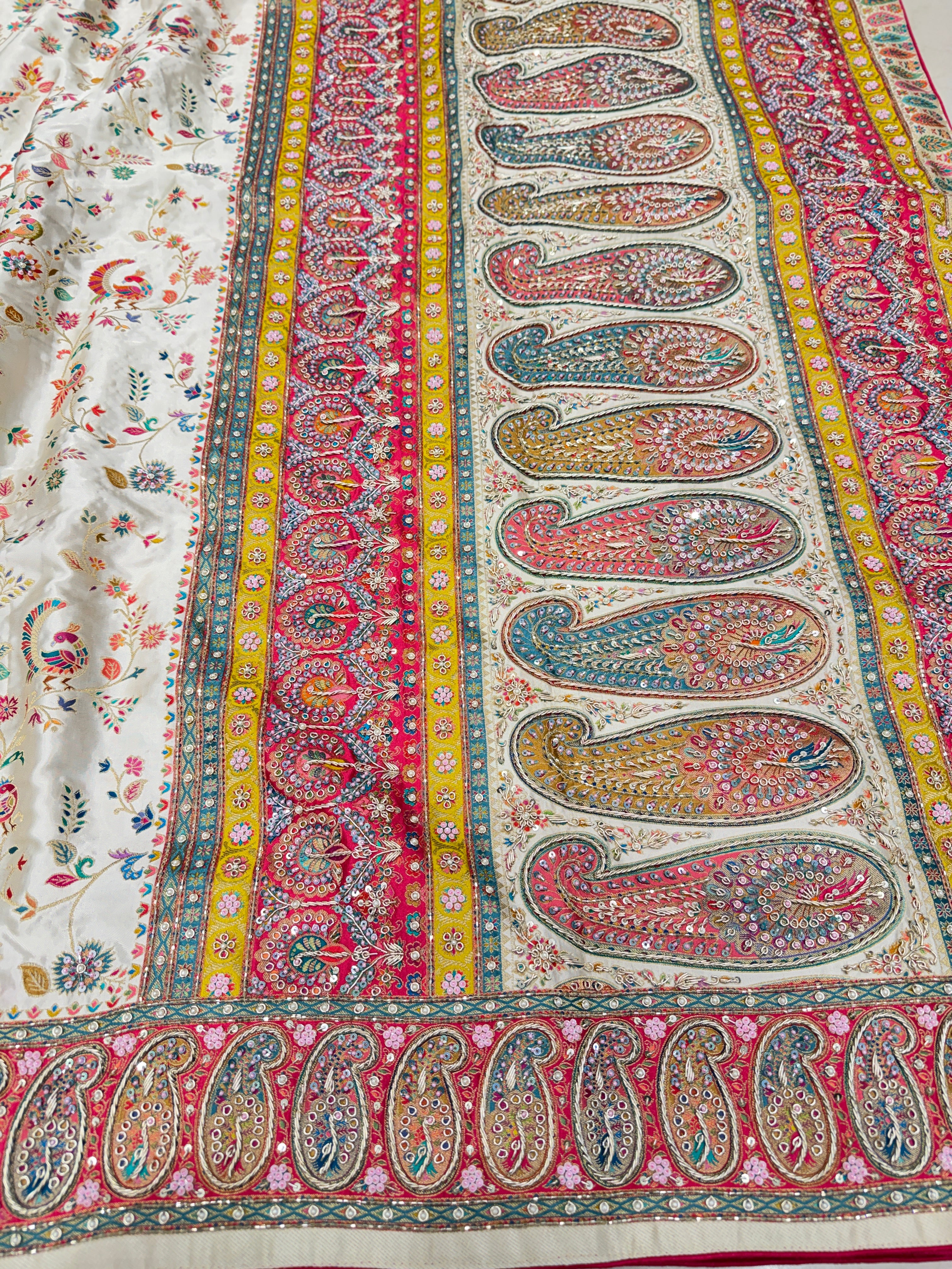 Banarasi Modal Rangkat Zardosi Hand Embroidery Meenakari Saree