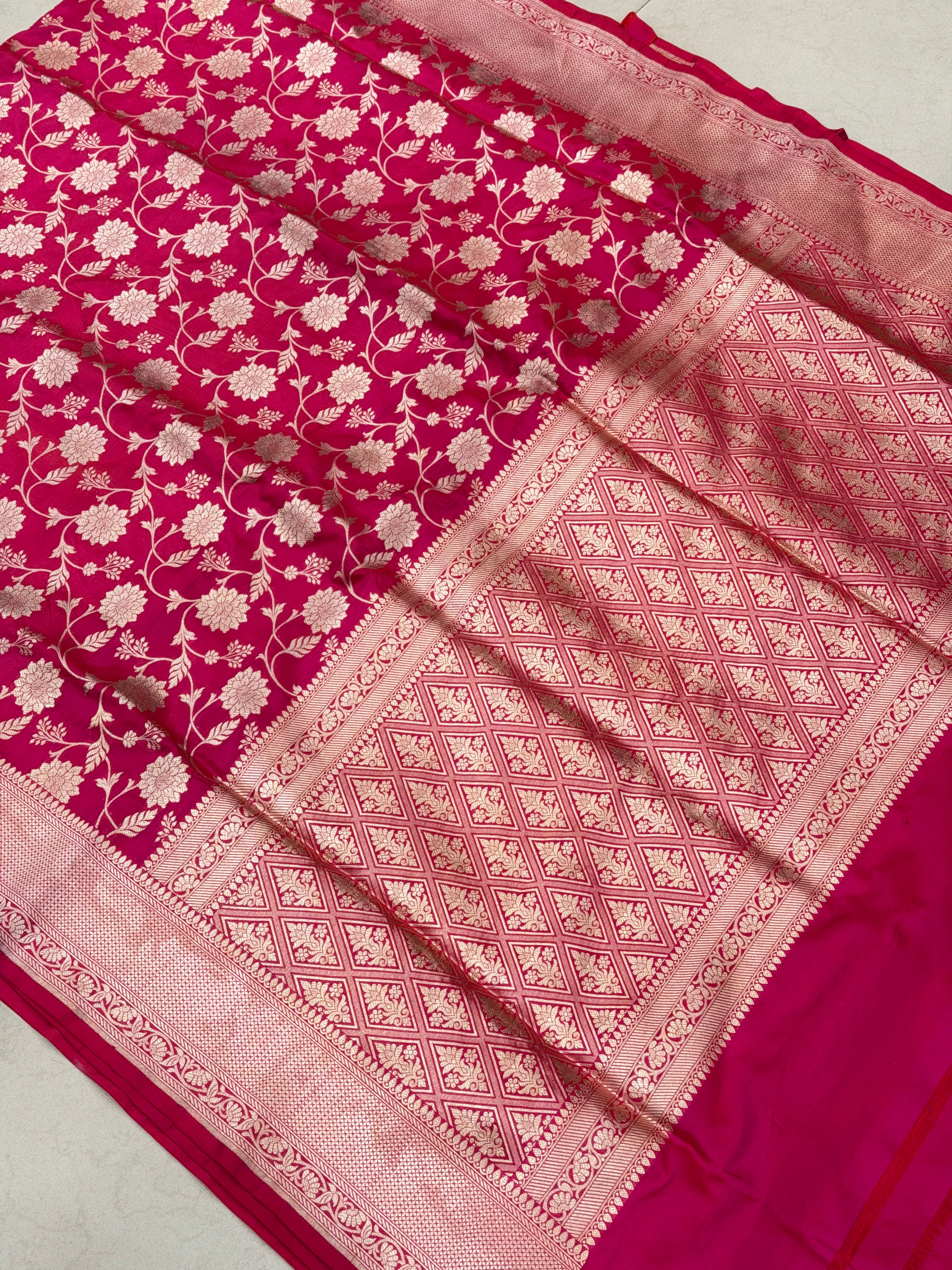 Rani Katan Silk Jaal Banarasi Handloom Saree