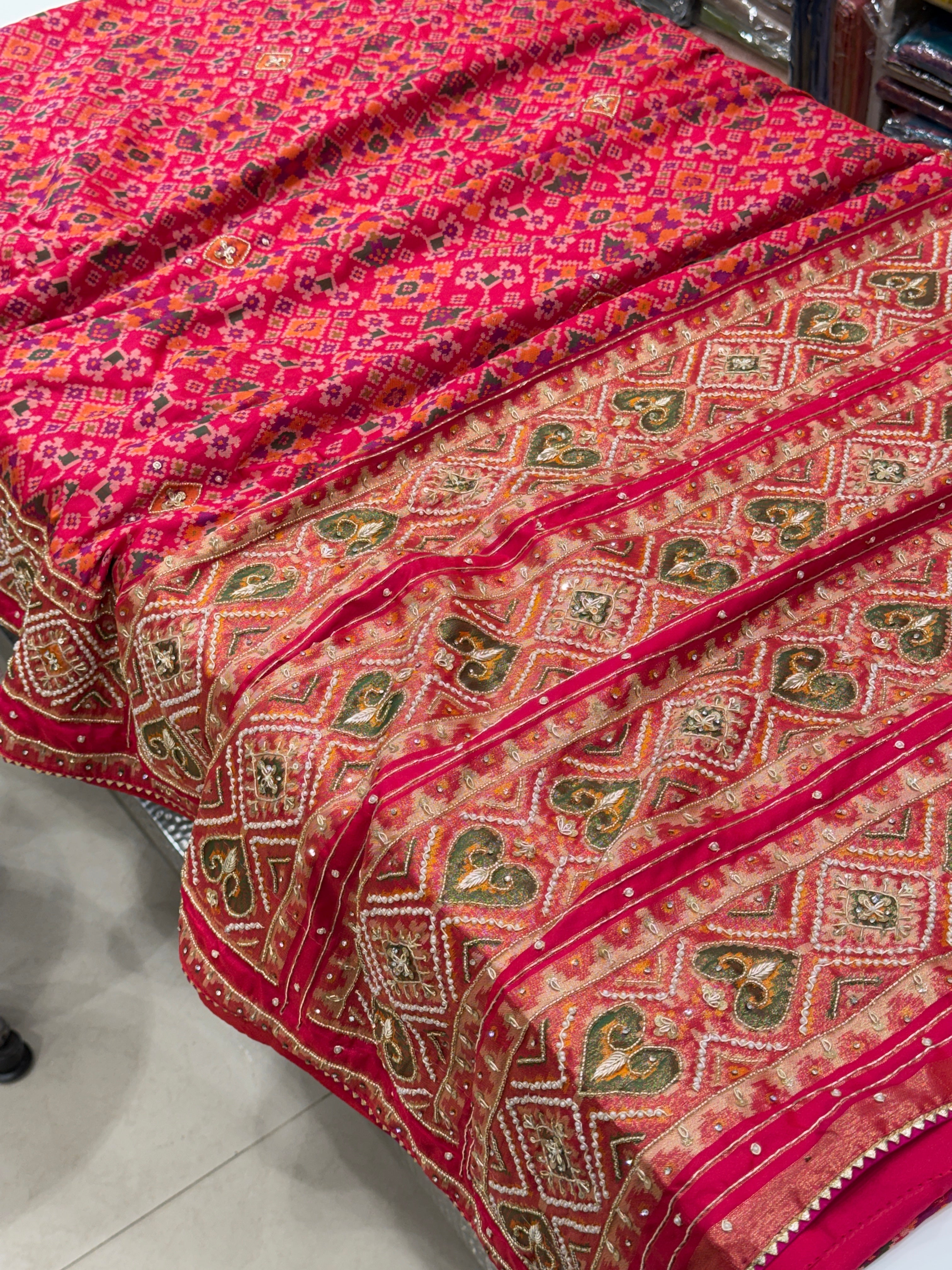 Rani Patola Ratan Bhat Hand Embroidery Saree
