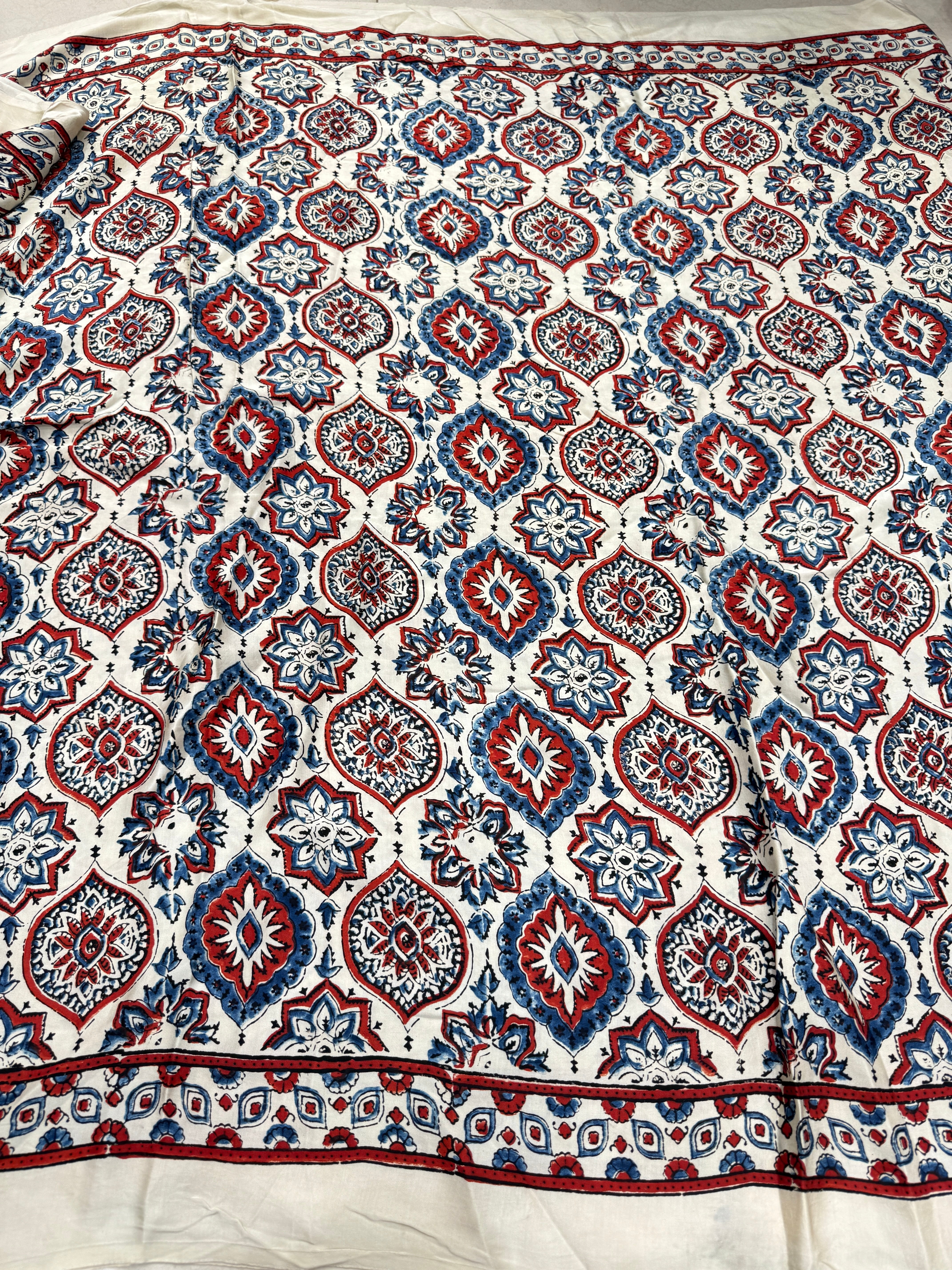 White Keri Jewelled Badam Butti Ajrakh Saree