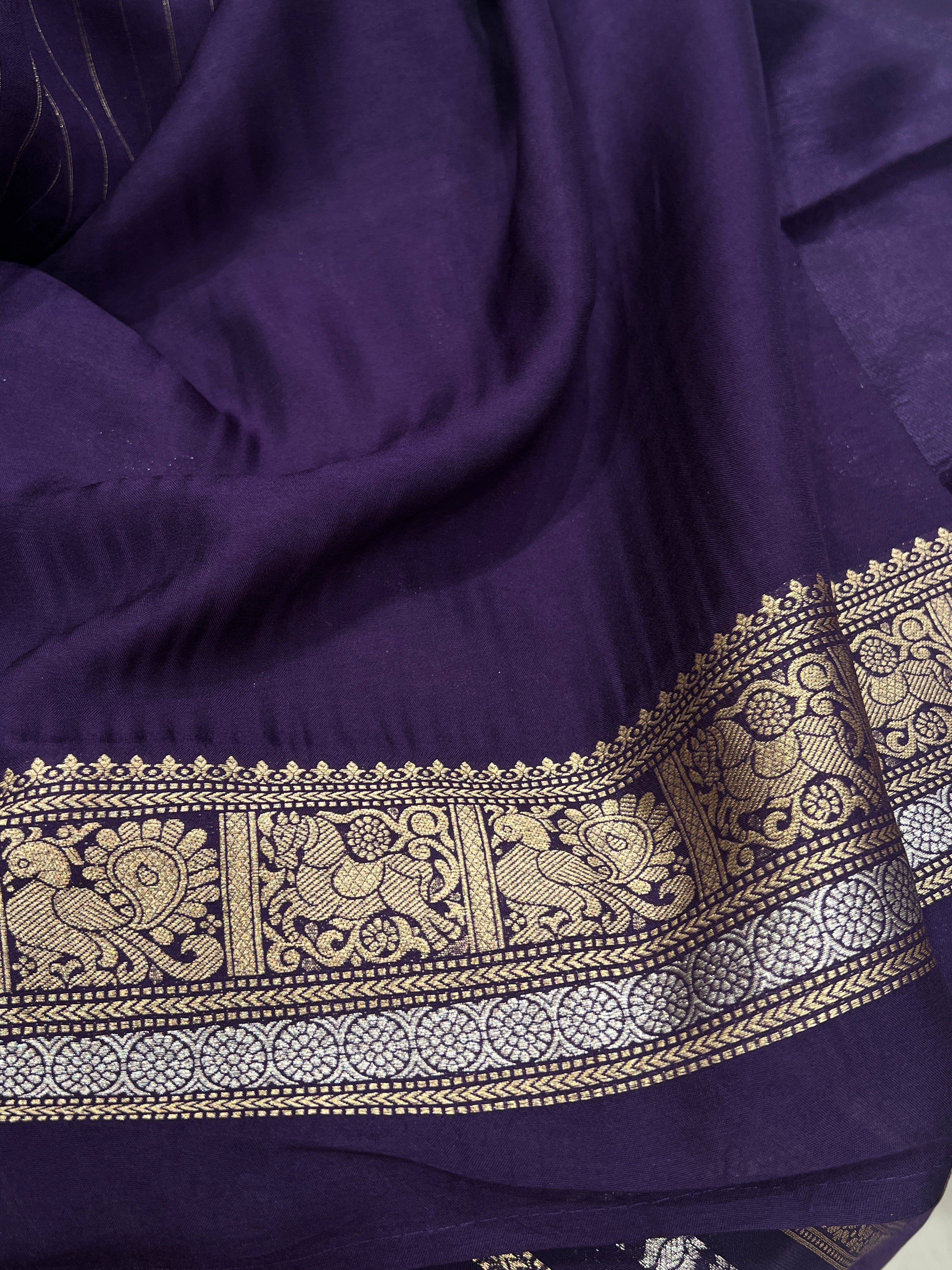 Nita Ambani Inspired Violet Contemporary Banarasi Saree