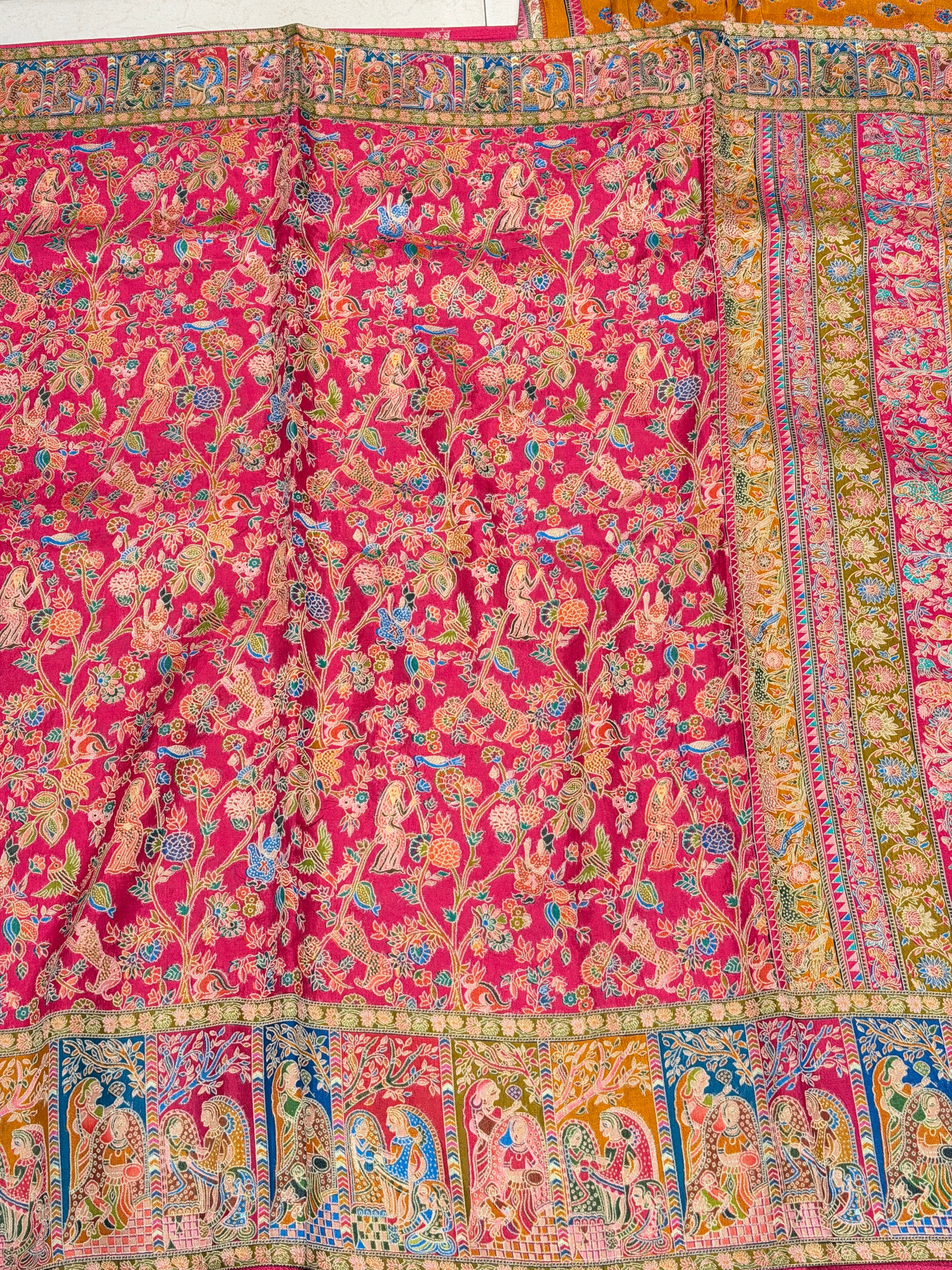 Rani Baluchari Weaved Pashmina Style Multi Colour Saree