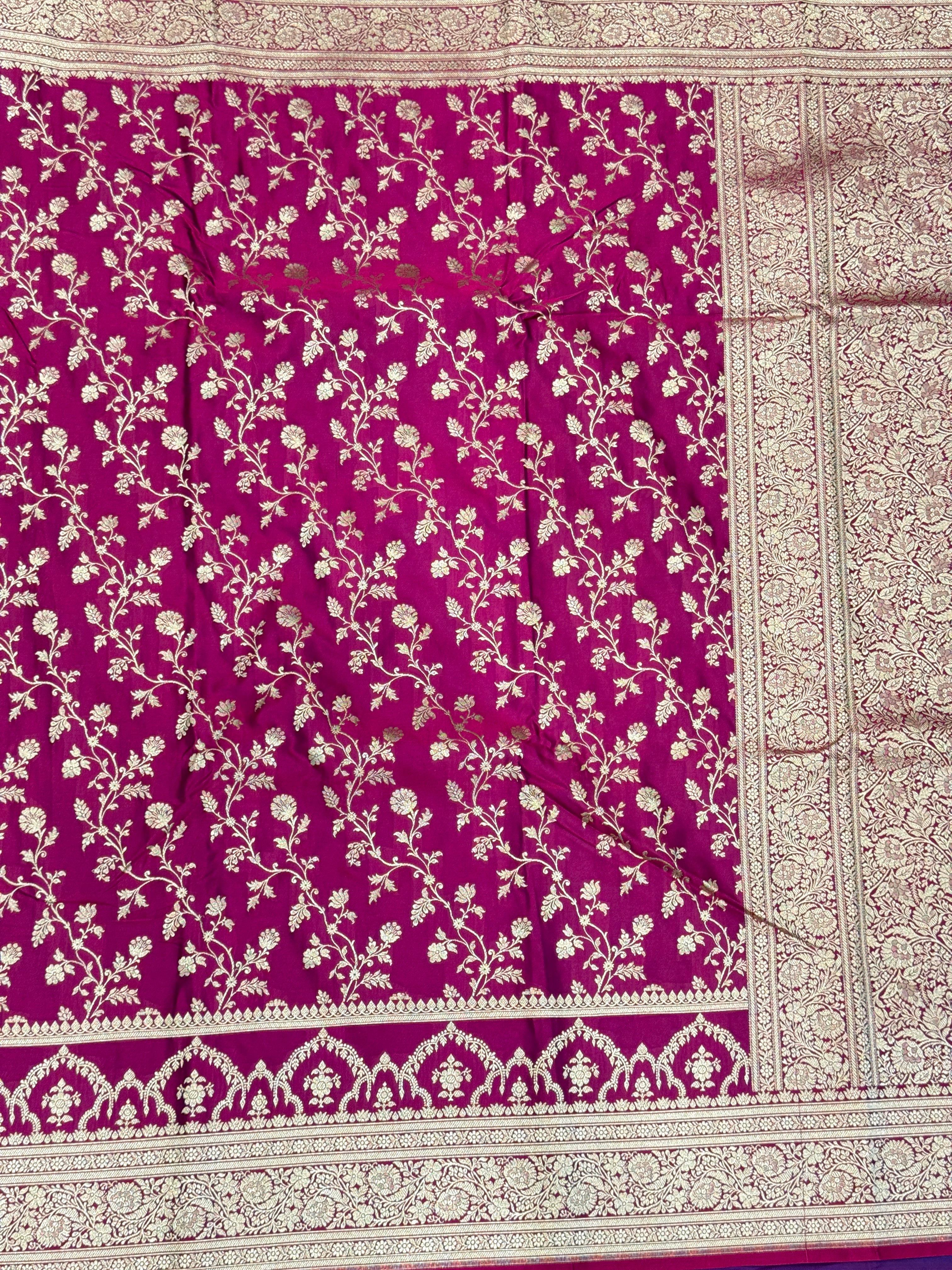 Wine Banarasi Silk Crown Border Saree