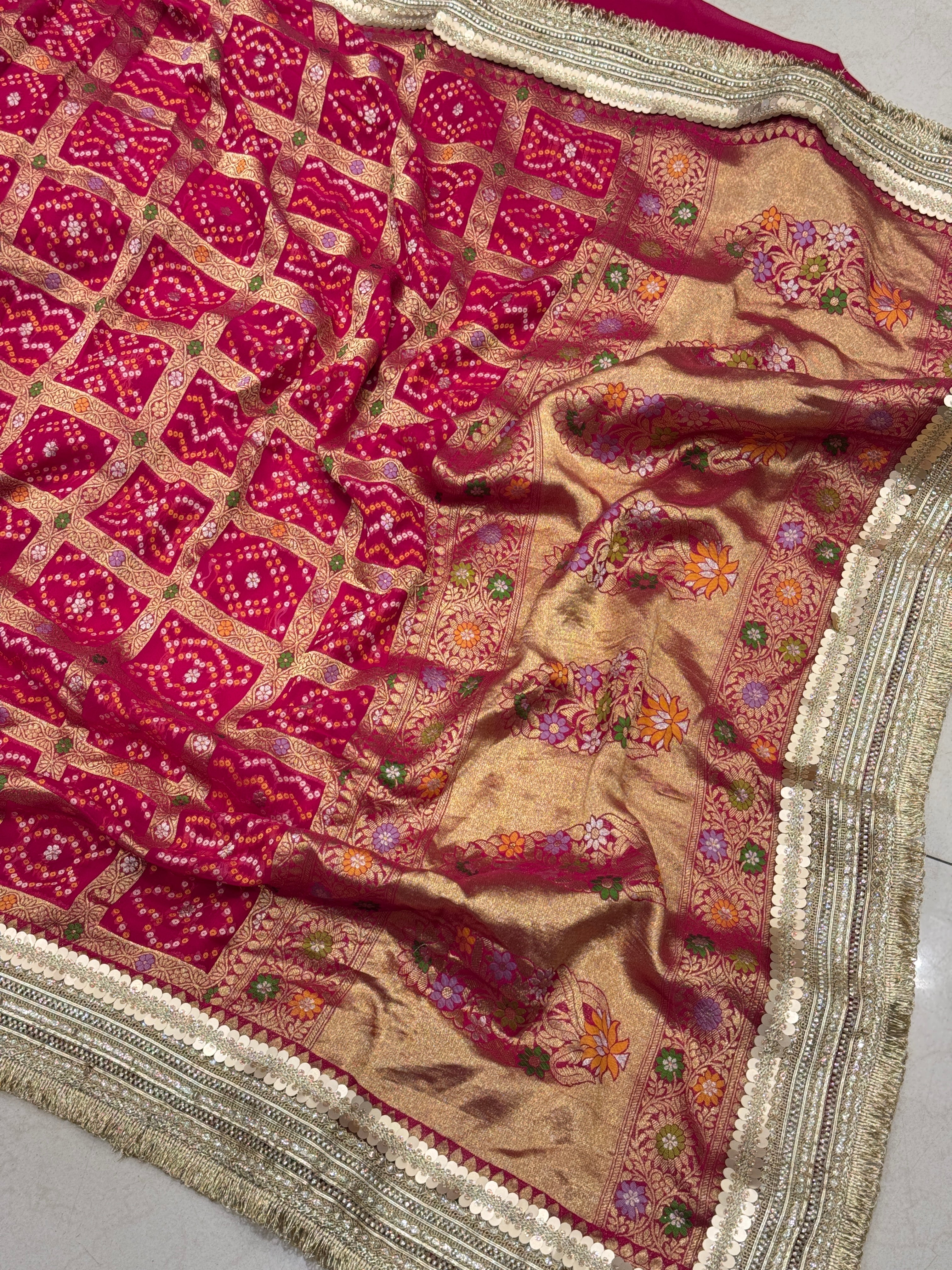Rani Pink Gharchola Meenakari Maharani Style Saree