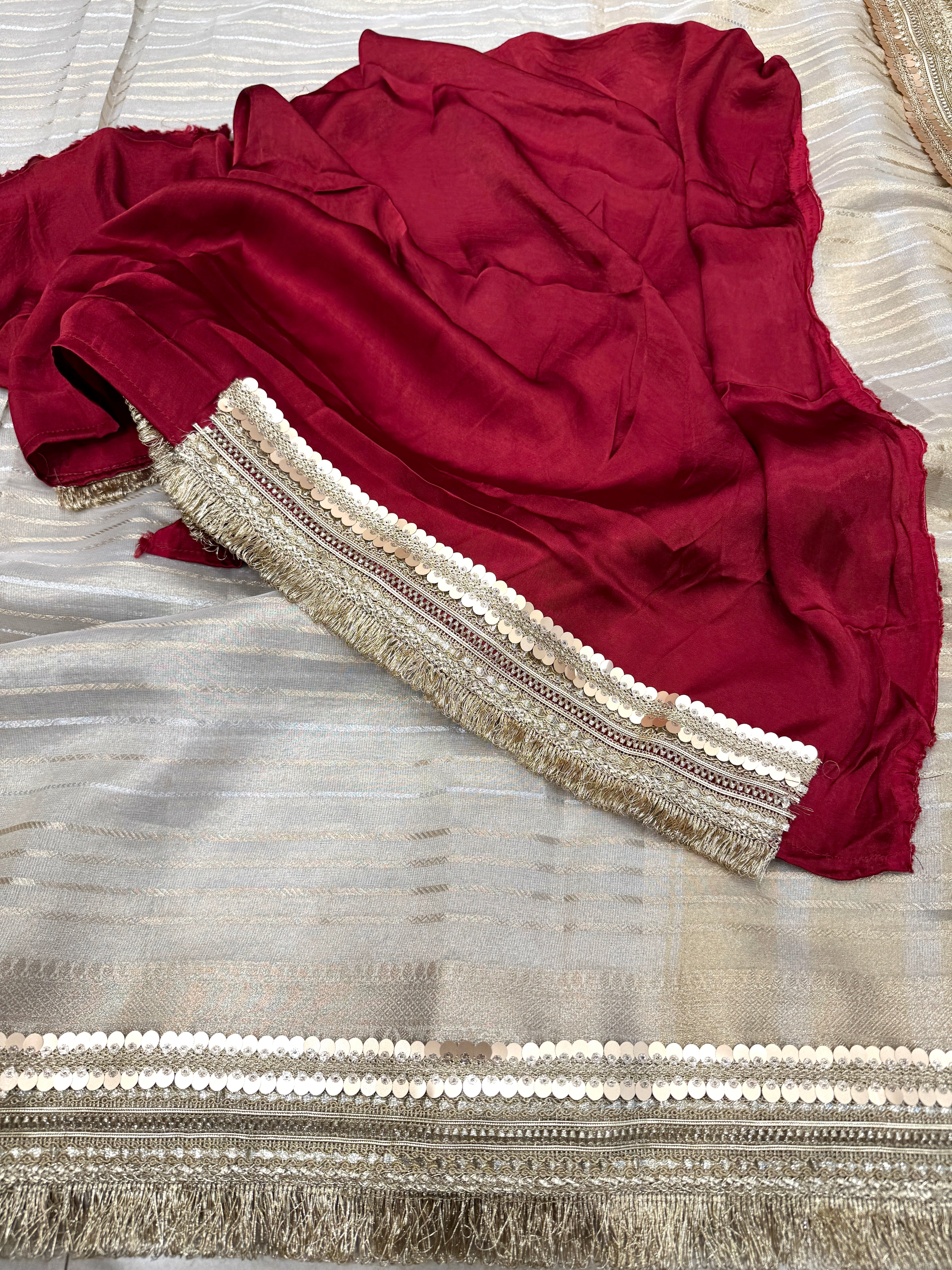 Tissue Contemporary Weave Saree Maharani Lace Contrasting Blouse