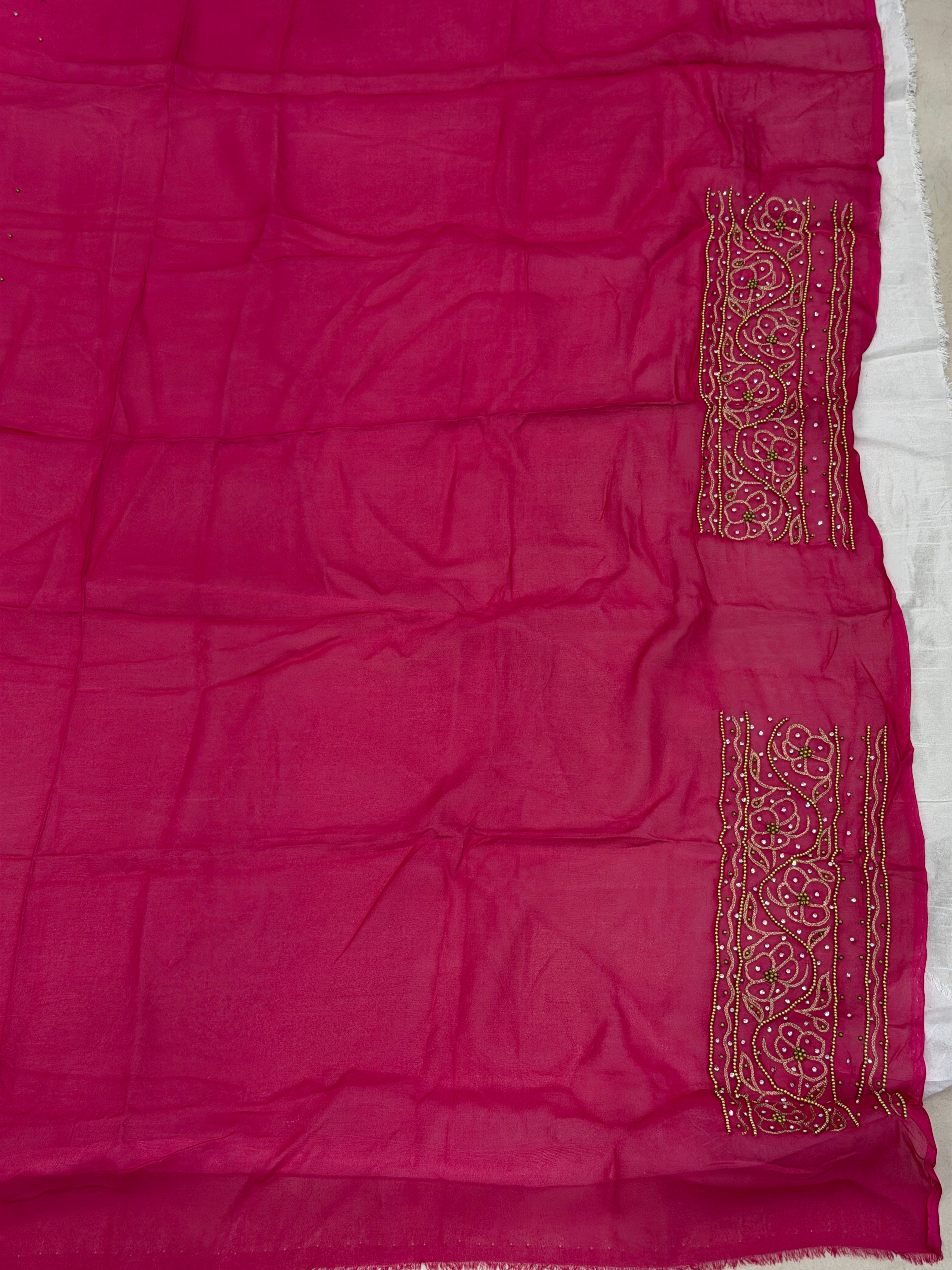 Rani Pink Moti Pita Hand Embroidery Blouse Piece