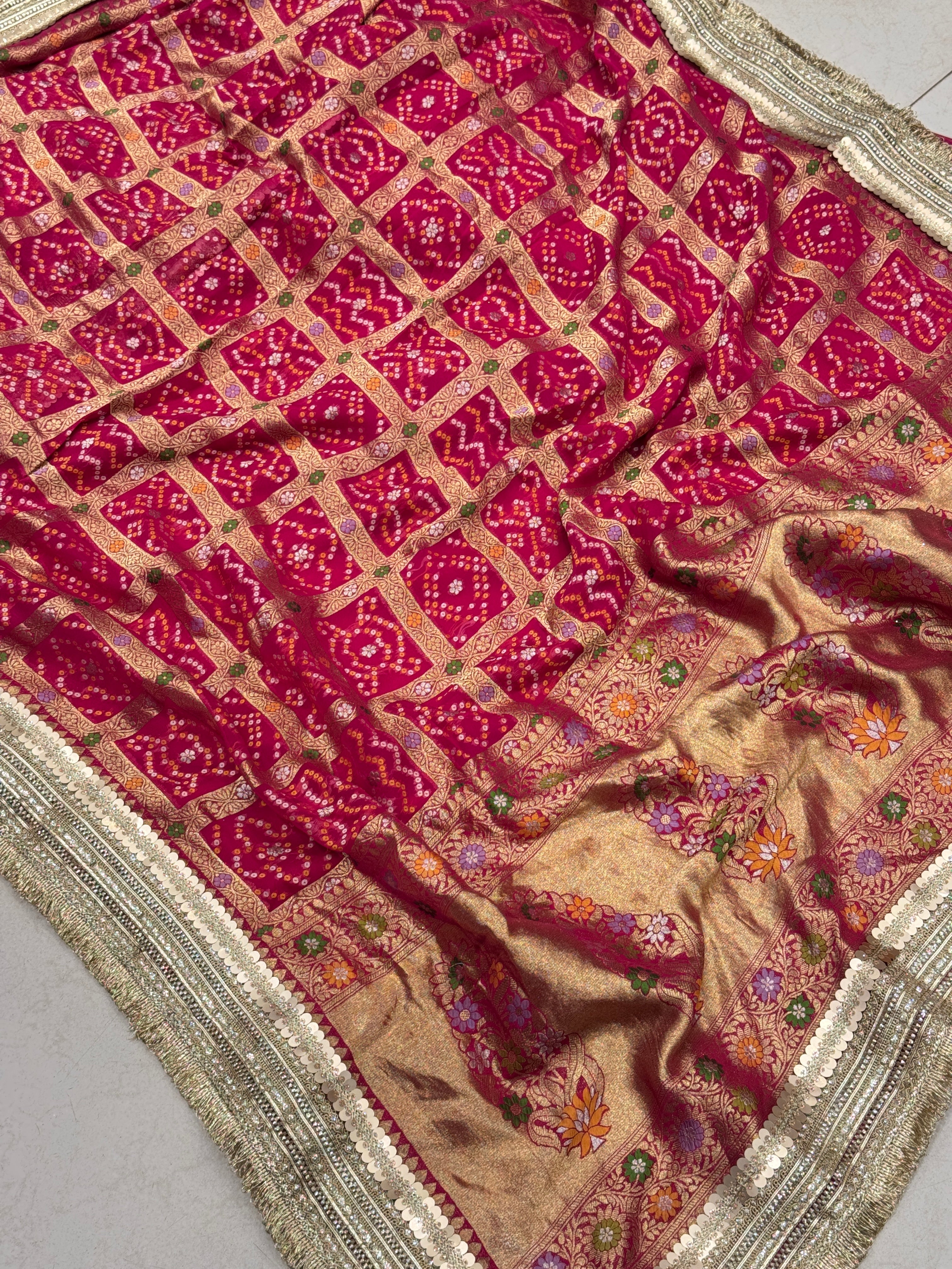 Rani Pink Gharchola Meenakari Maharani Style Saree