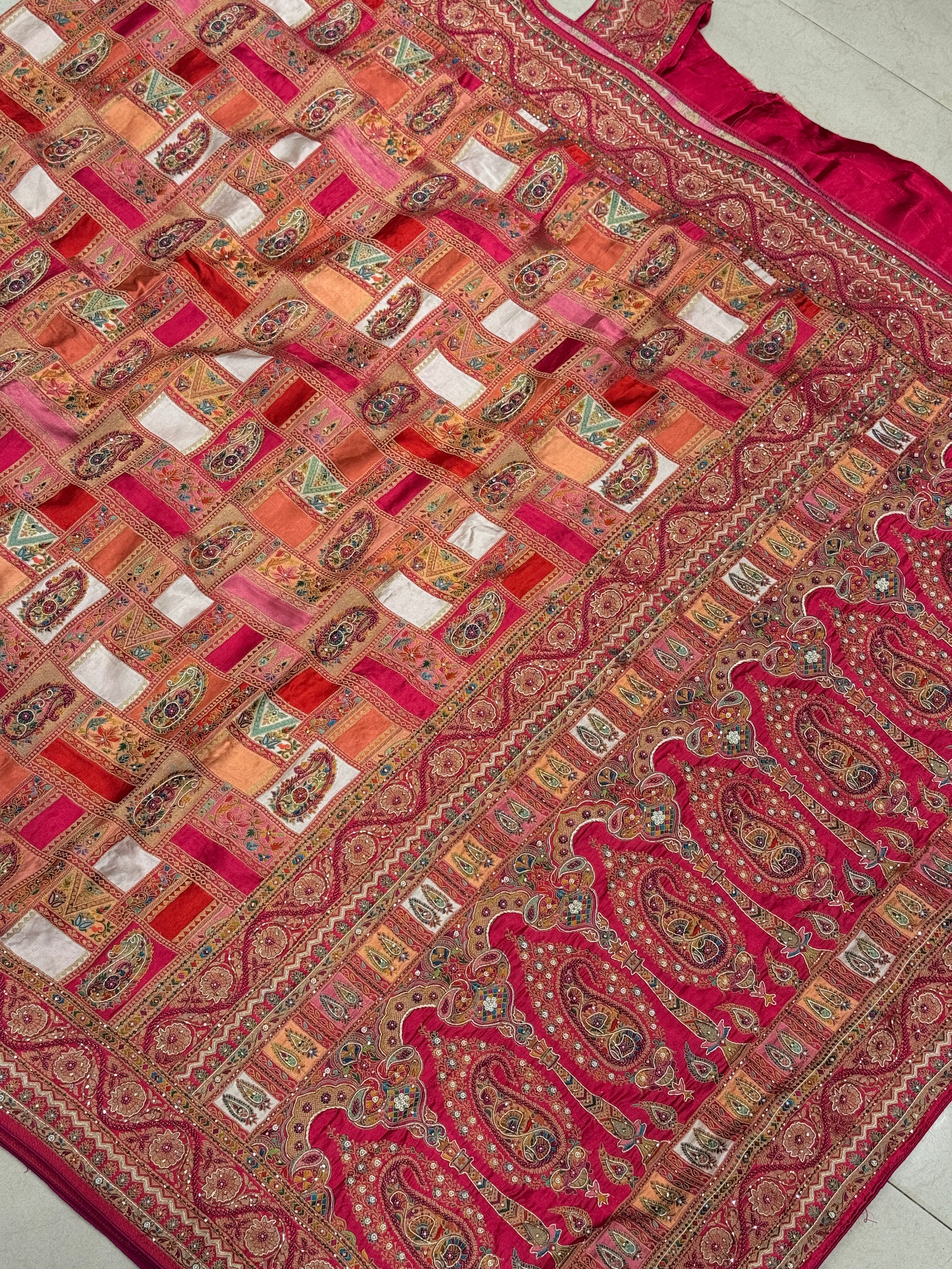 Rani Modal Rangkat Hand Embroidery Saree