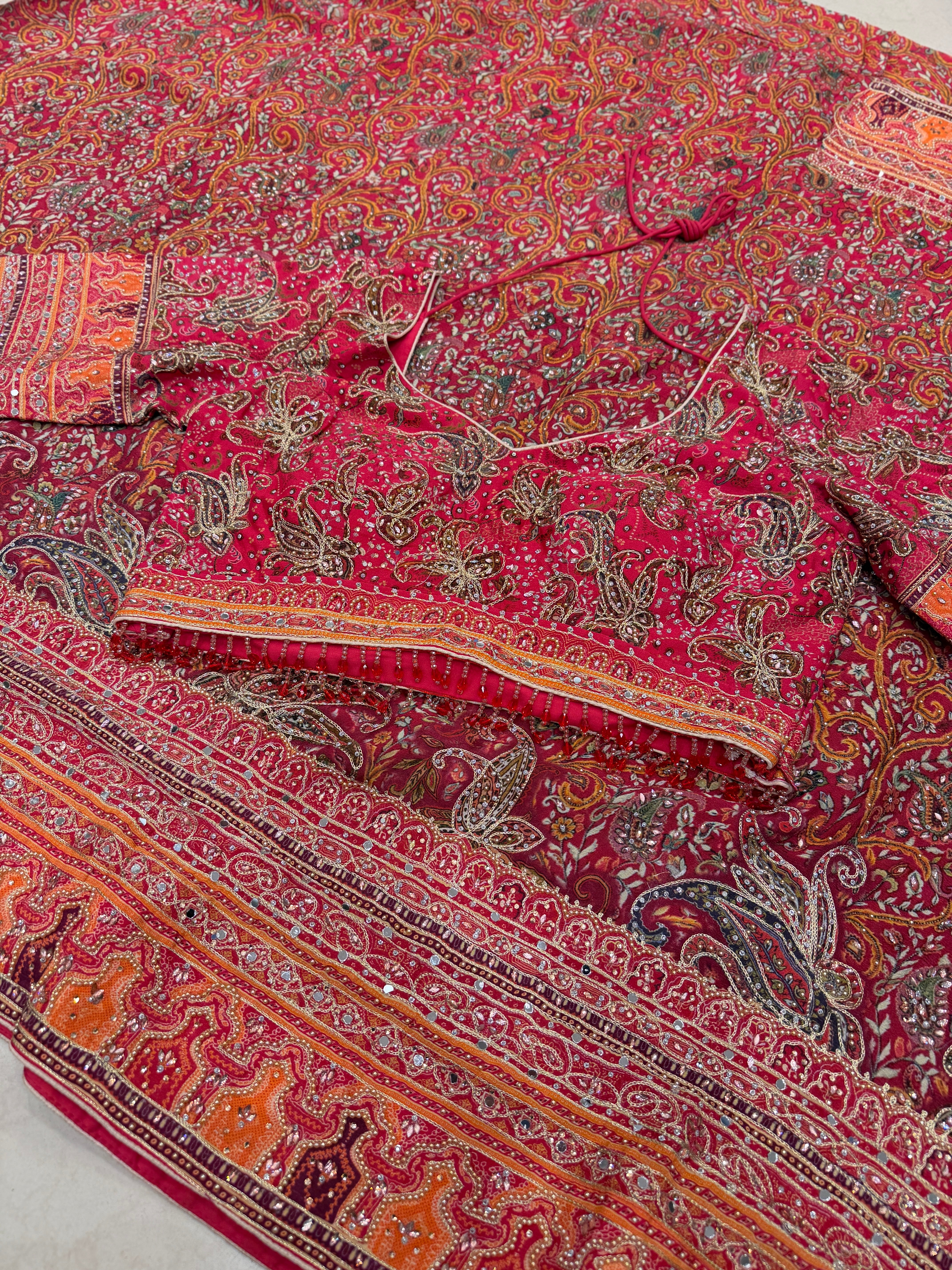 Shaded TT Inspired Chiffon Real Mirror Hand Embroidery Saree