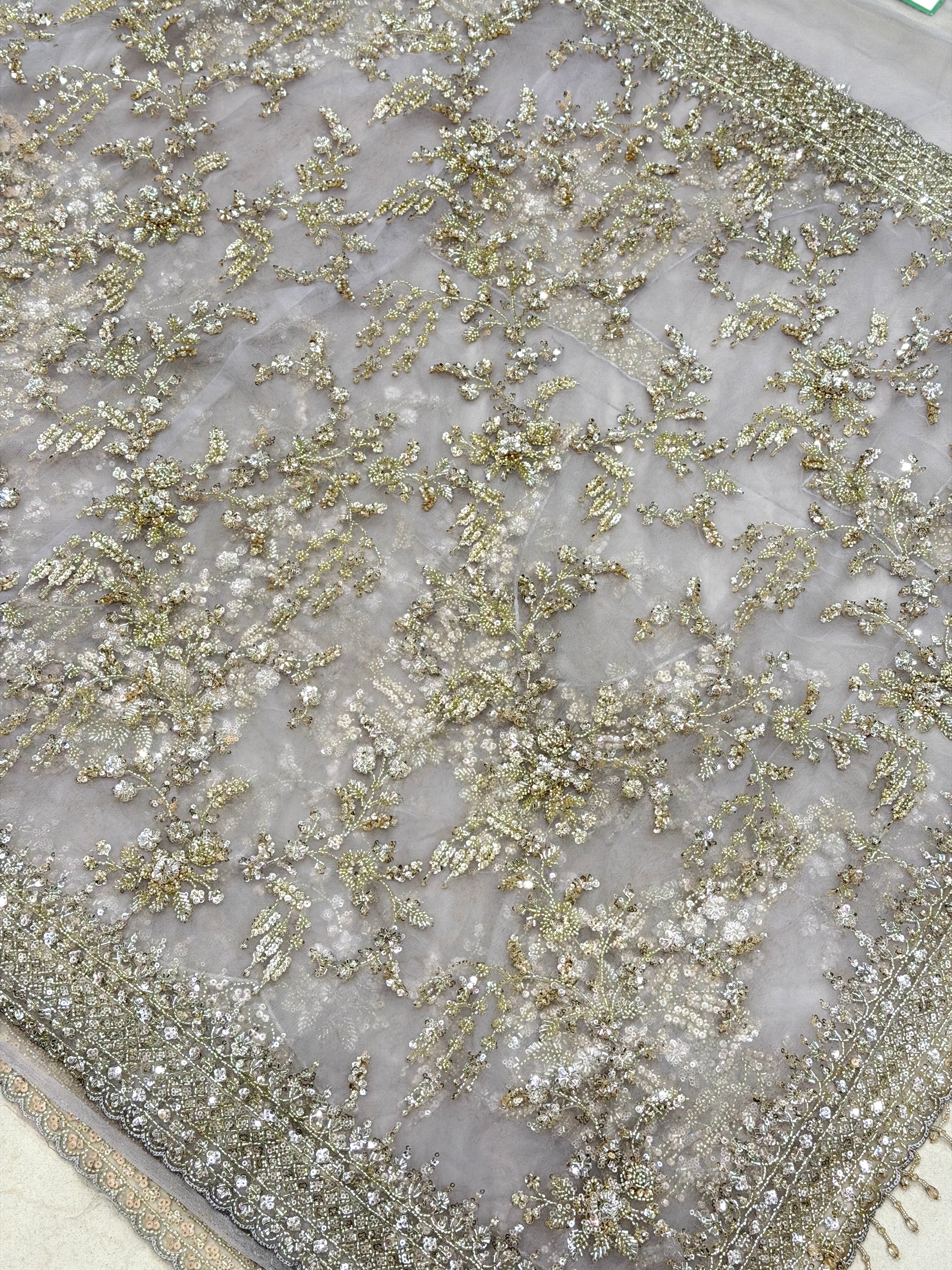 Mauve Moti Sequin Jaal Soft Net Embroidery Saree