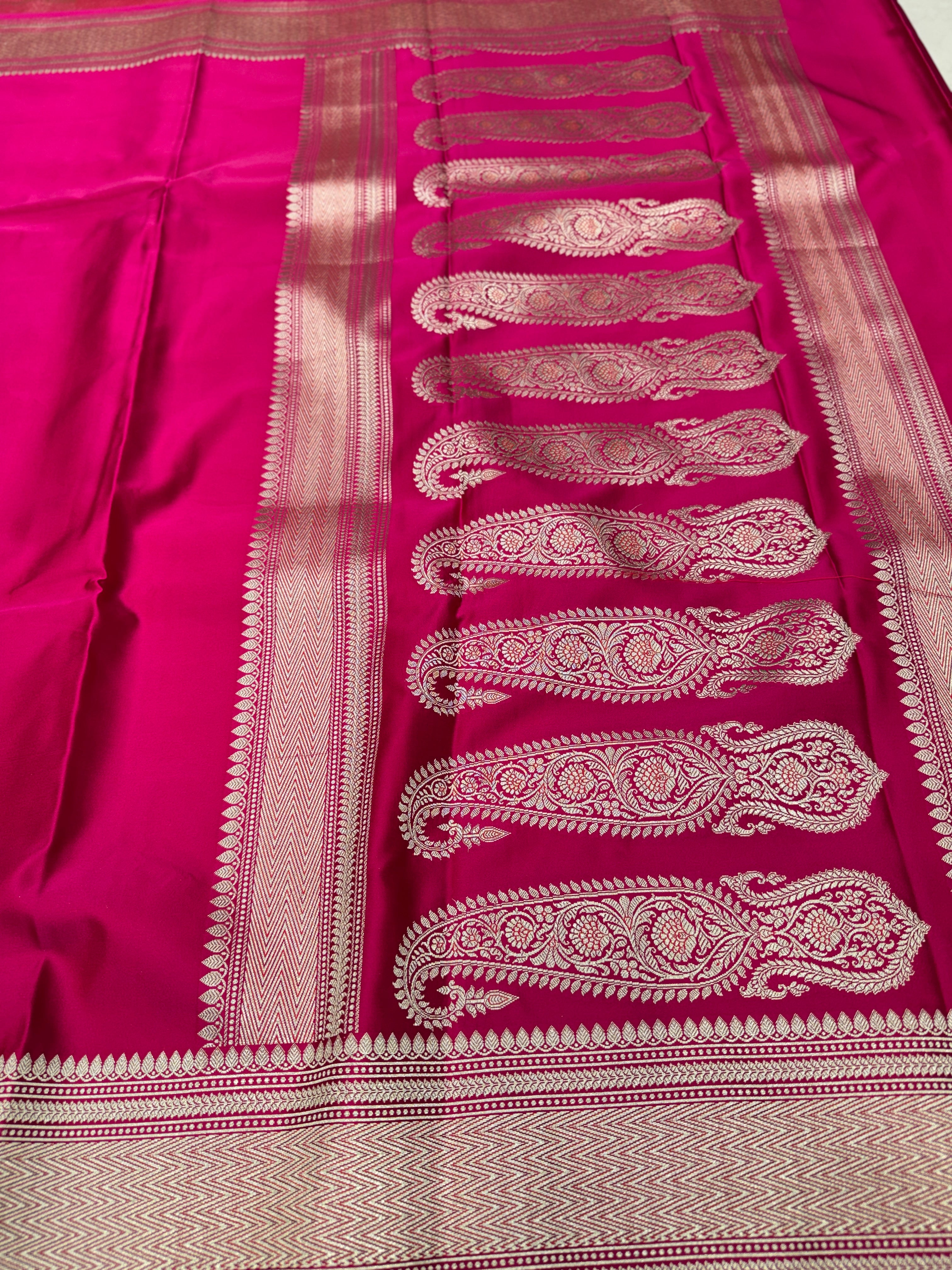 Rani Banarasi Silk Plain Border Saree