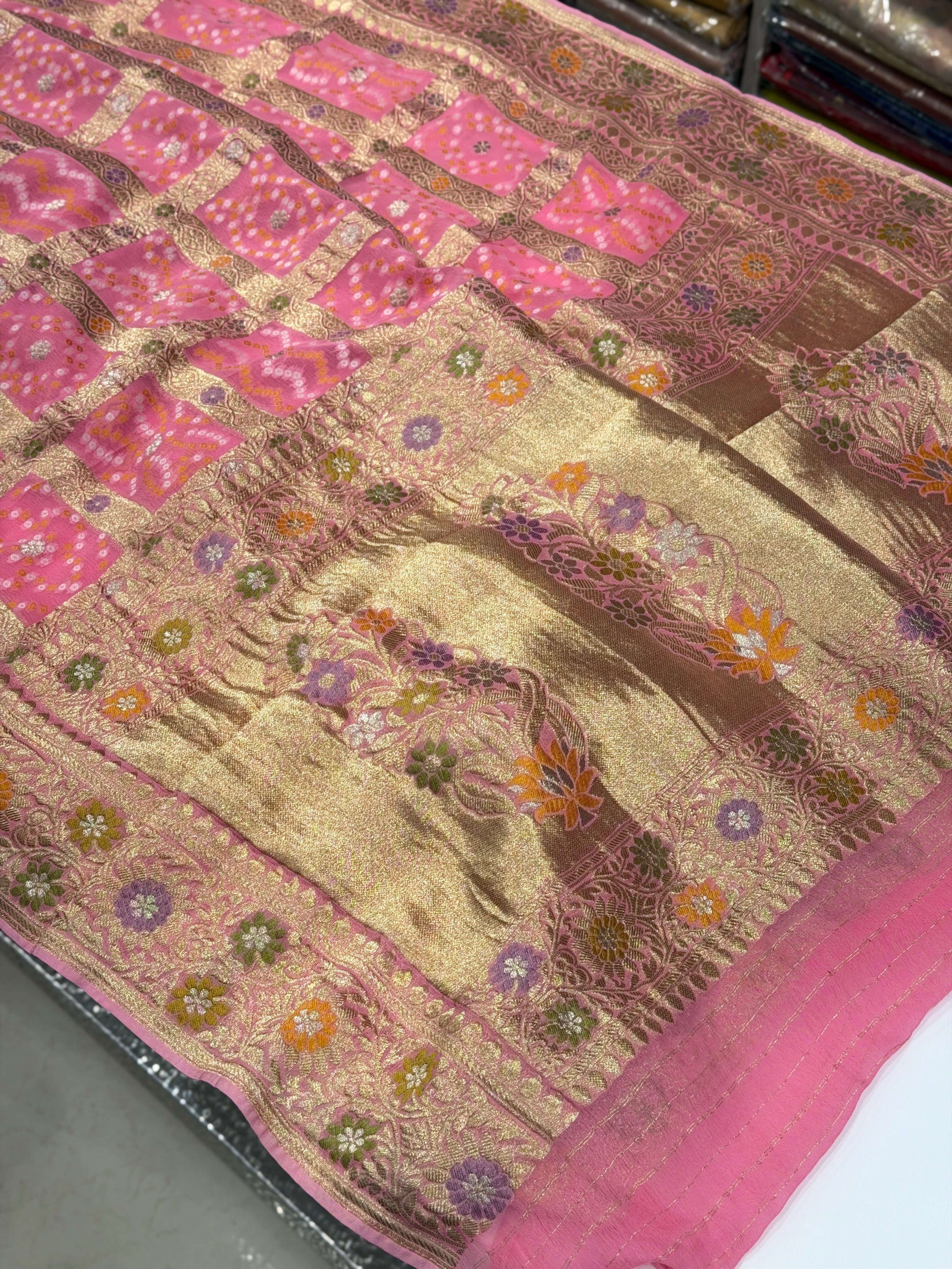 Light Pink Meenakari Gharchola Georgette Saree