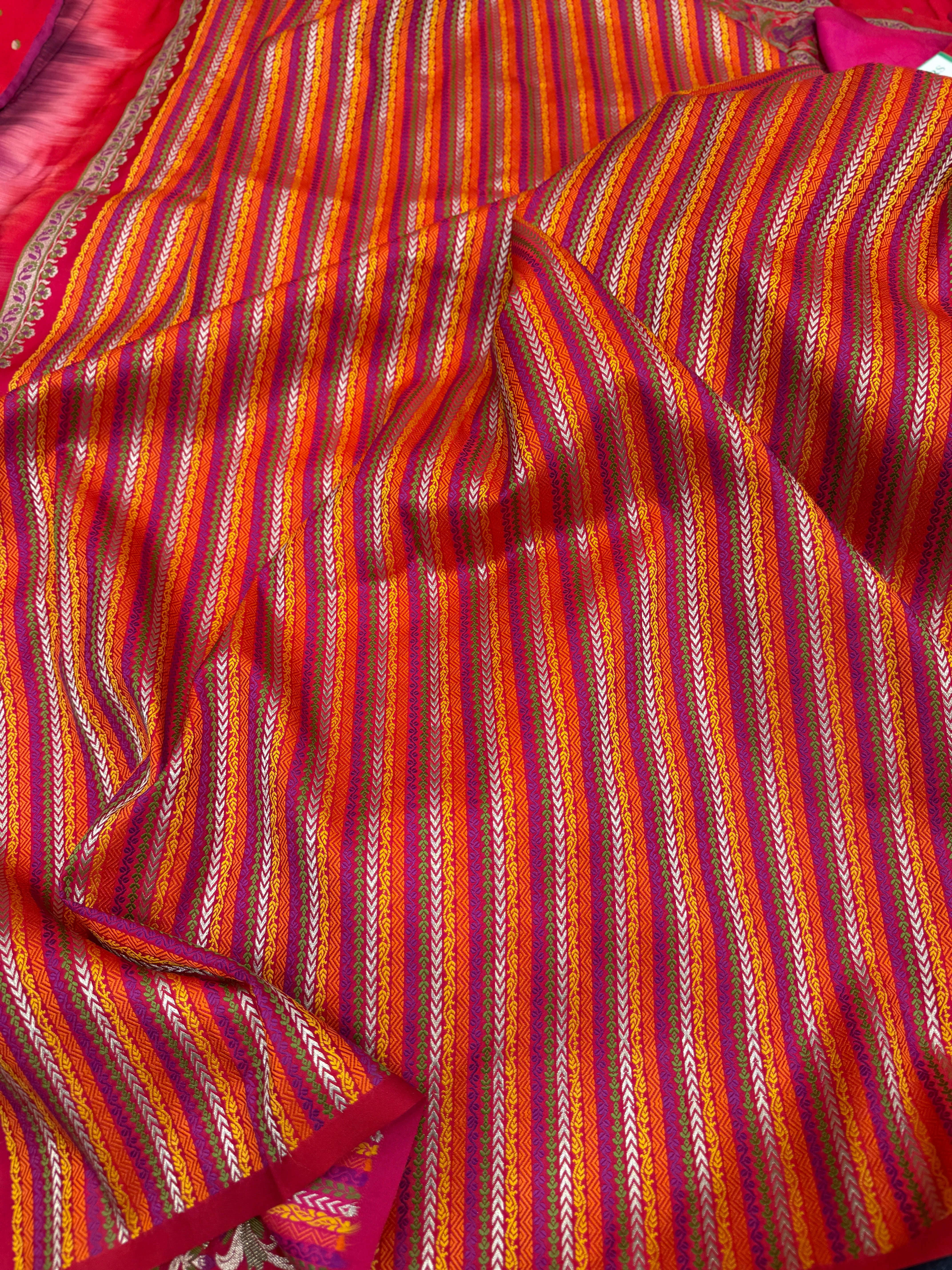Red Banarasi Silk Small Butti Meena Saree