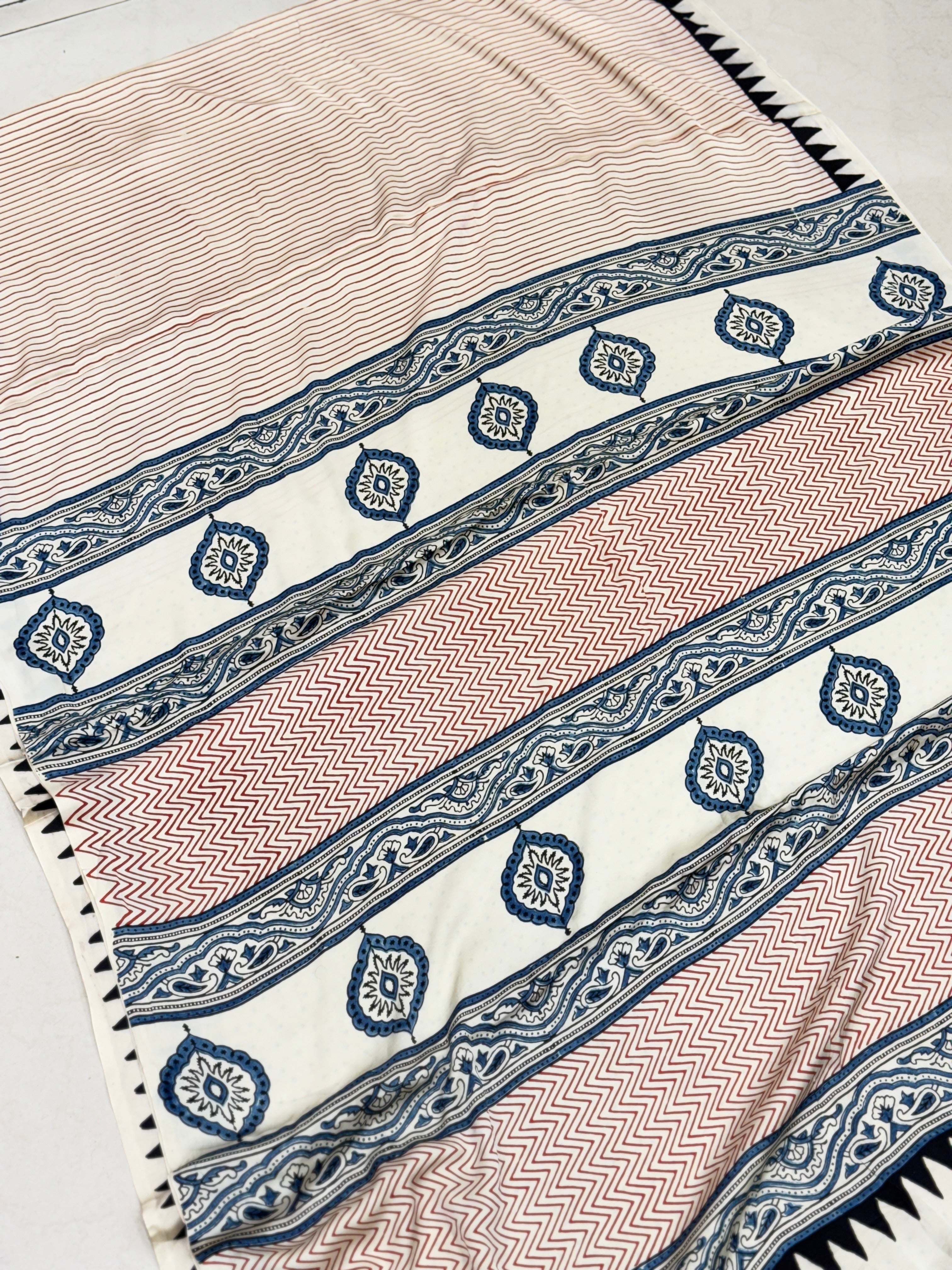 Red Lines Contemporary Ajrakh Saree