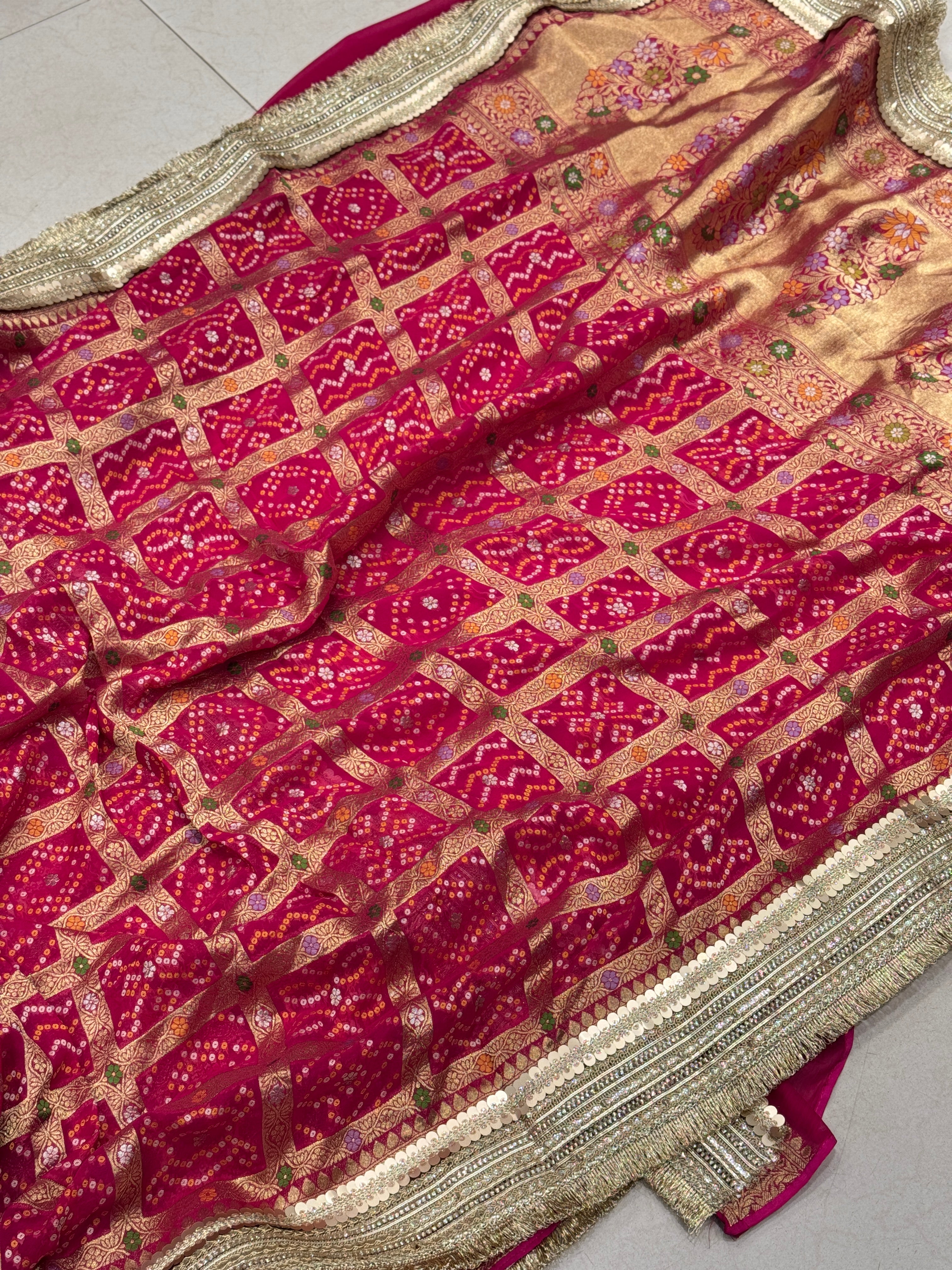 Rani Pink Gharchola Meenakari Maharani Style Saree