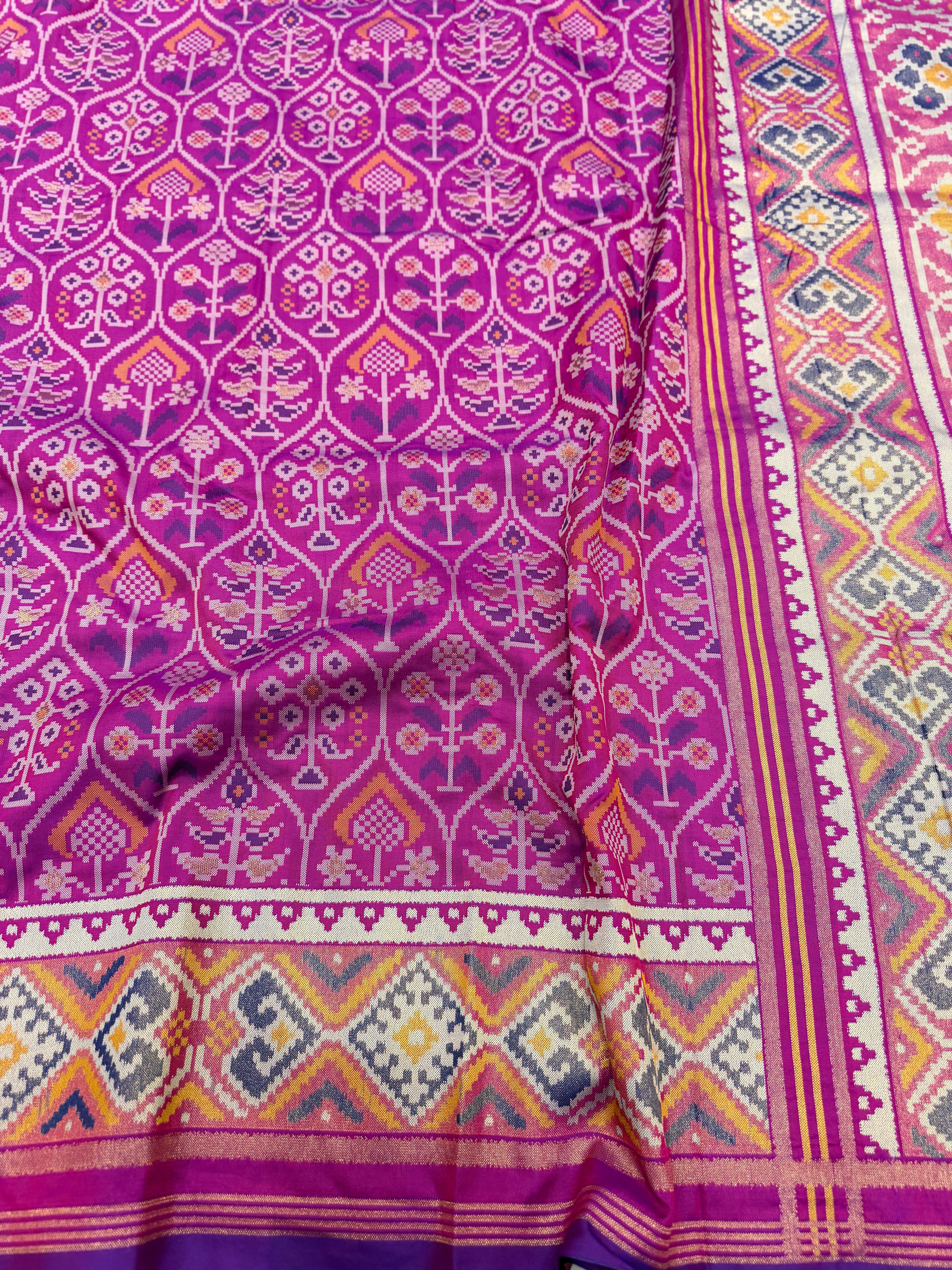 Violet Crown Jaal Semi Silk Patan Patola Saree