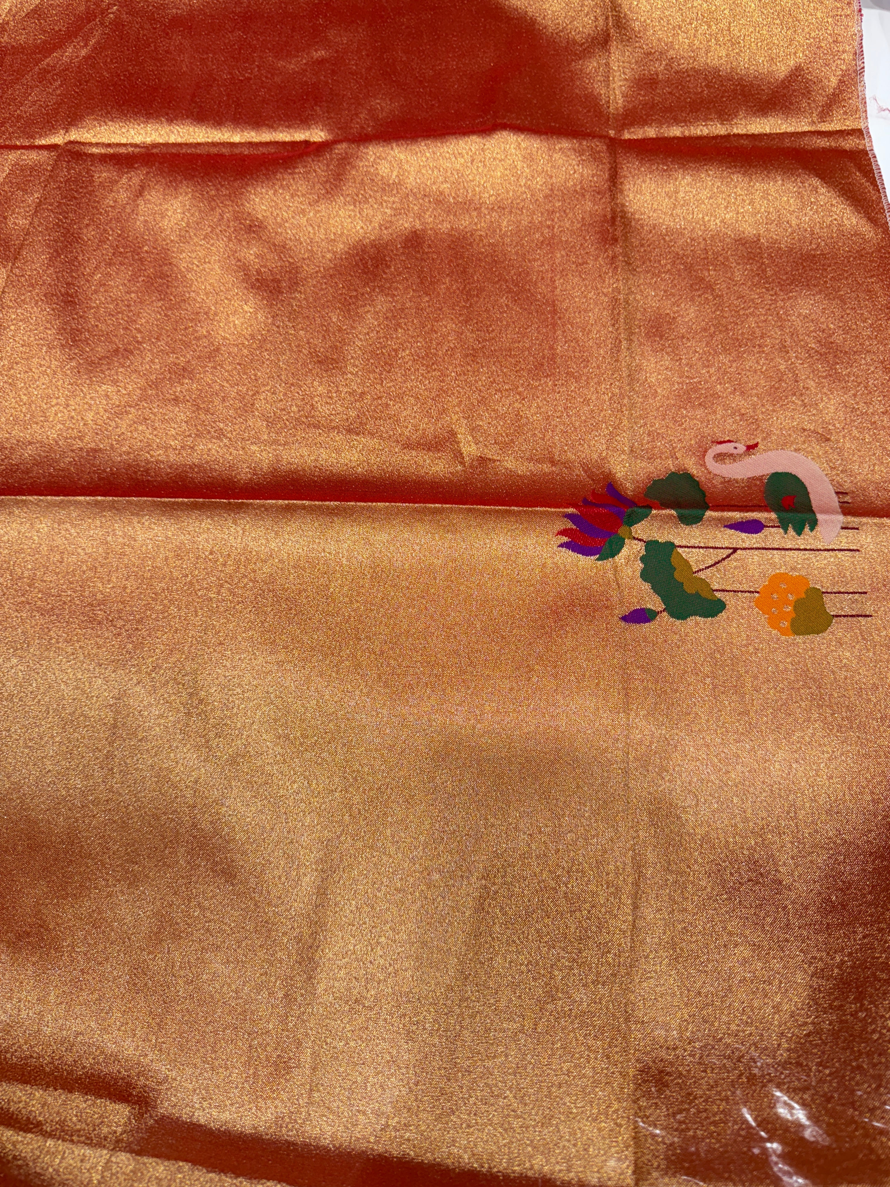 Swan Lotus Tissue Paithani Blouse Piece