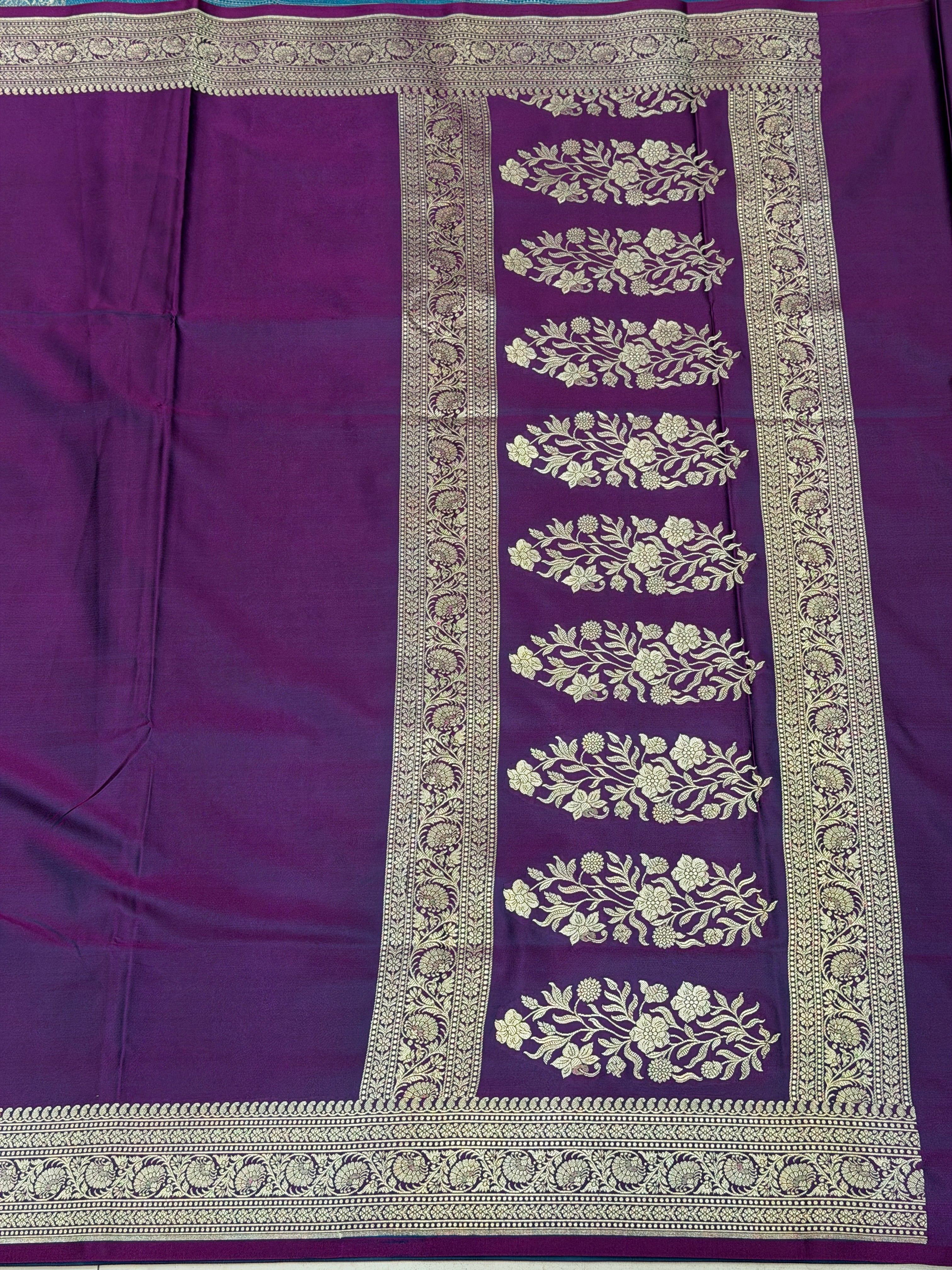 Violet Banarasi Silk Plain Body Border Saree