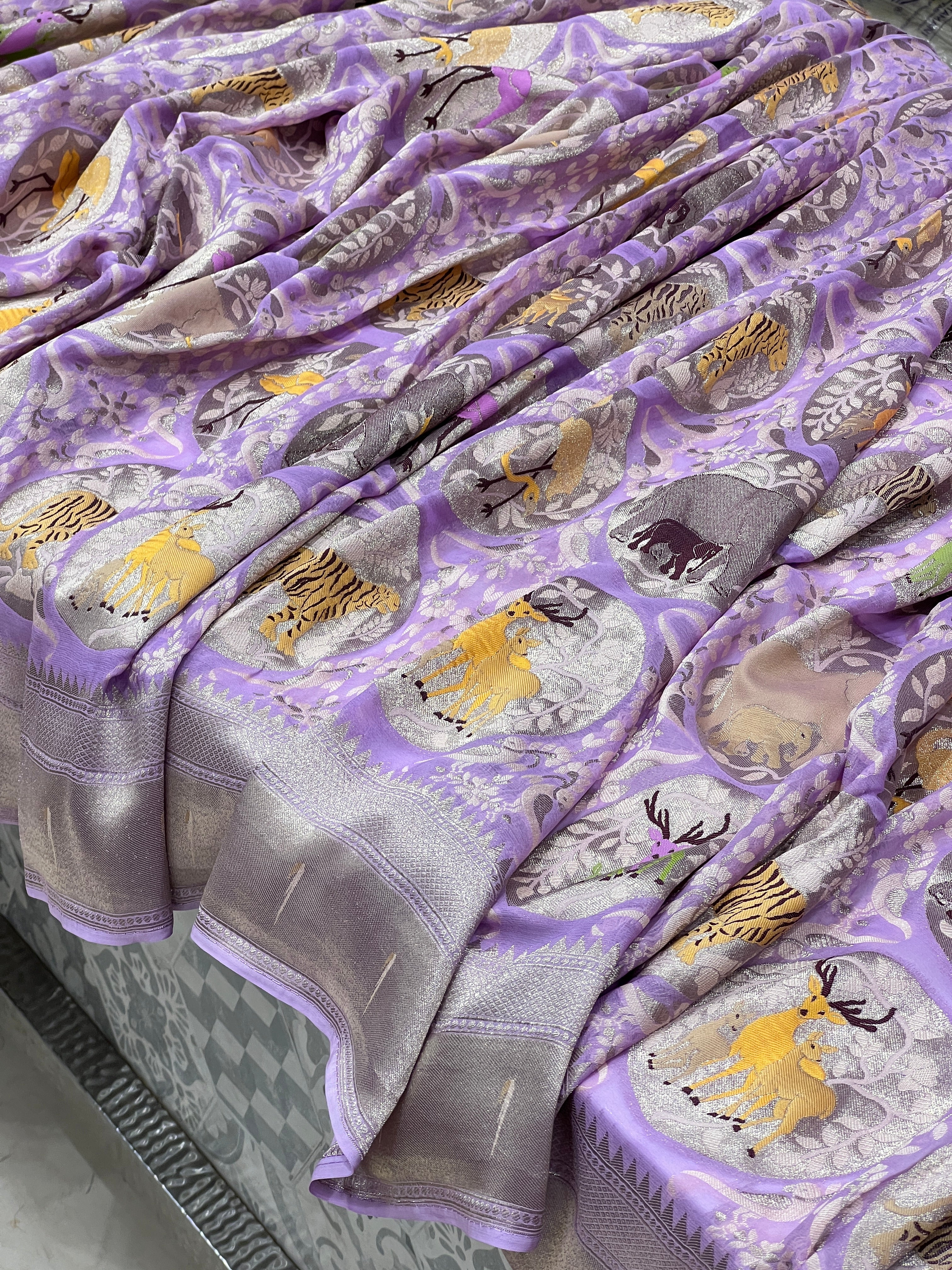 Lilac Vantara Banarasi Khaddi Georgette Saree