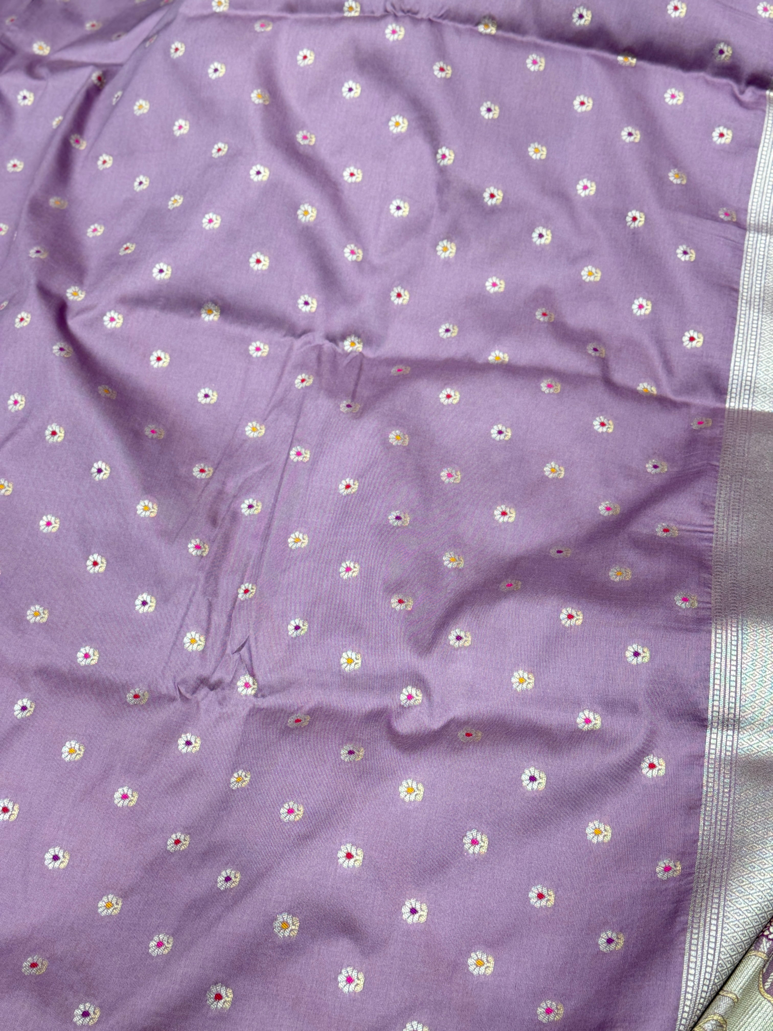 Lilac Contemporary Landscape Banarasi Silk Saree