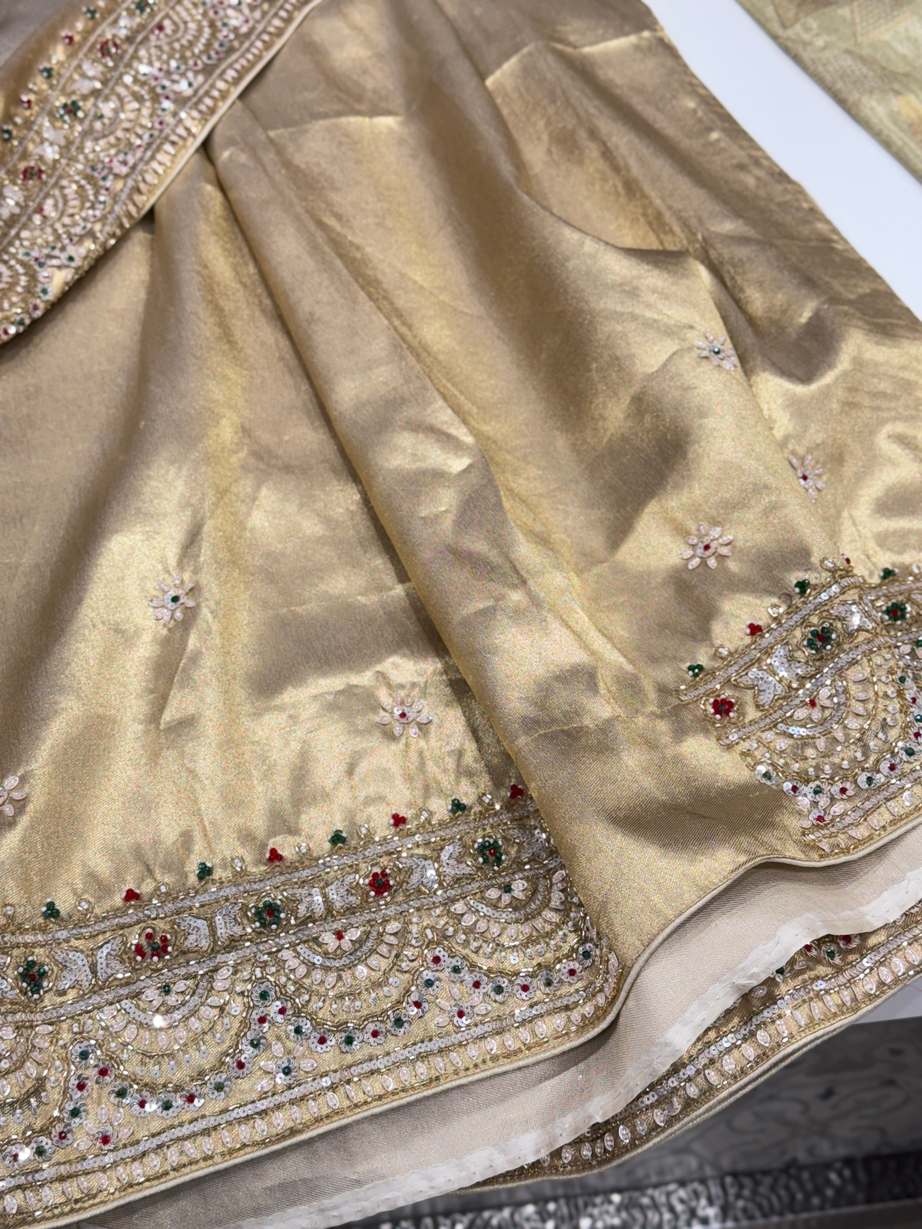 Silver Golden Alia Bhatt Inspired Tissue Embroidery Saree