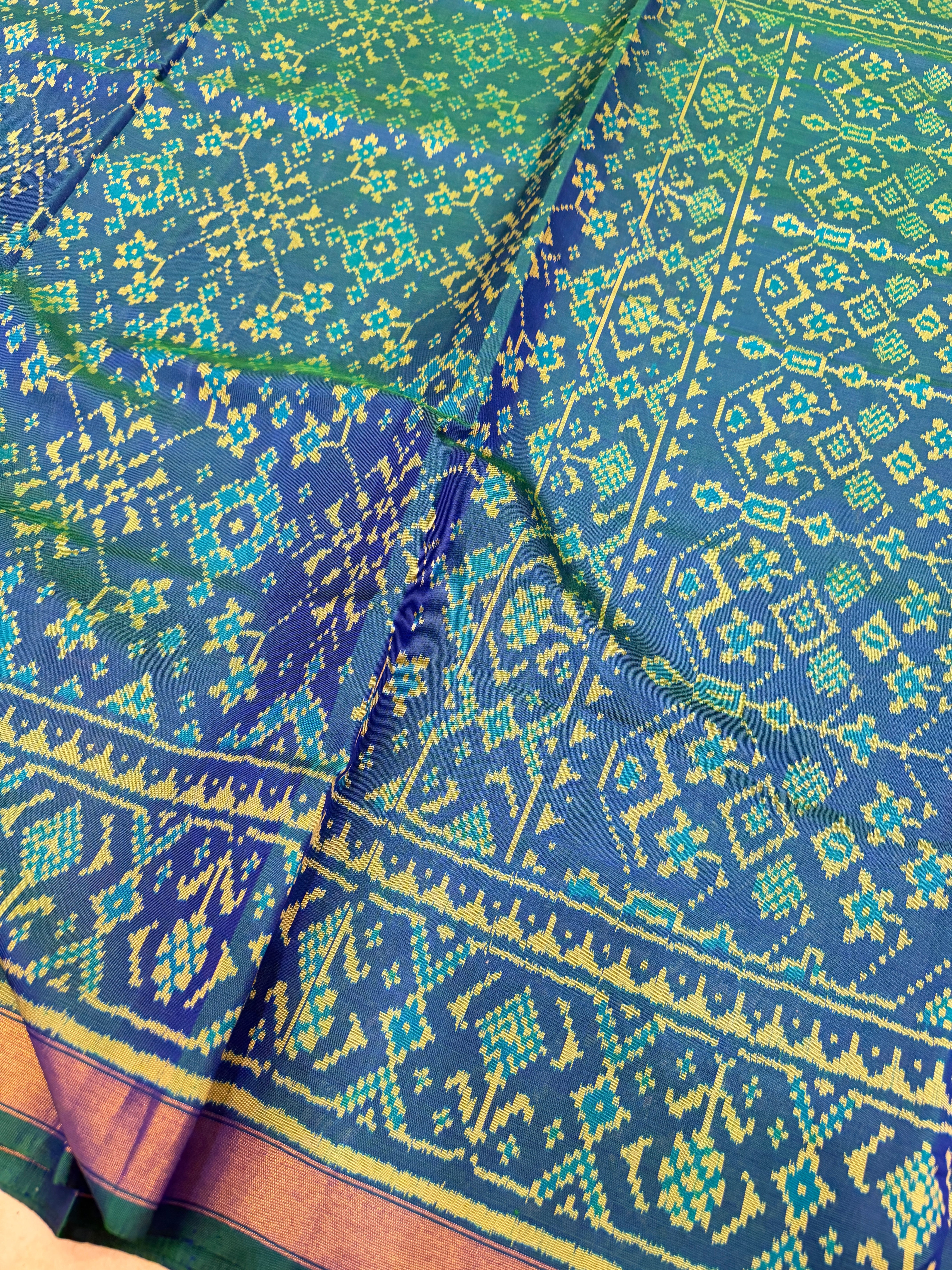 Cross Blue Navratna Patan Patola Handloom Saree
