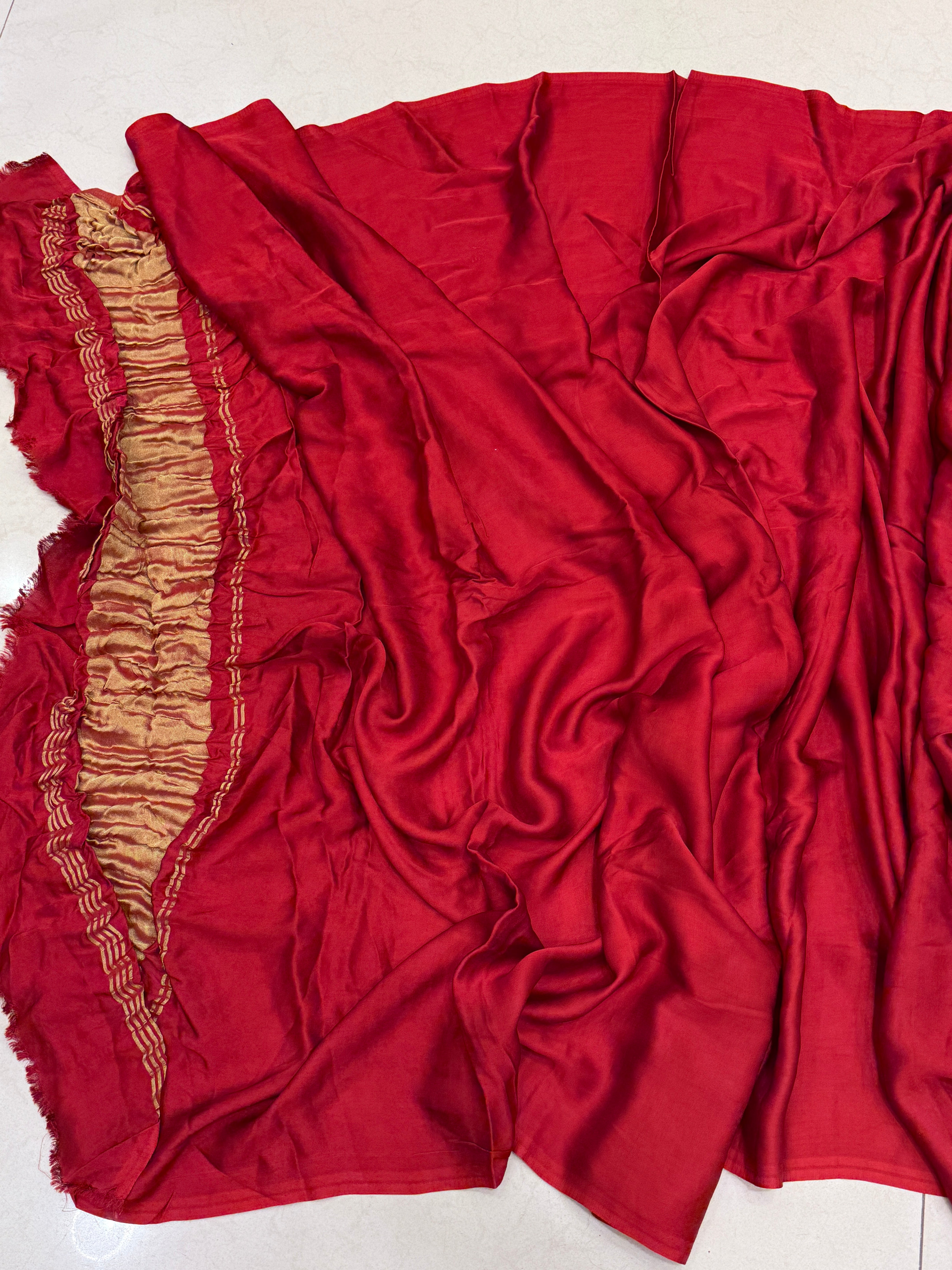 Red Gajji Silk Modal Lagdi Patta Dupatta