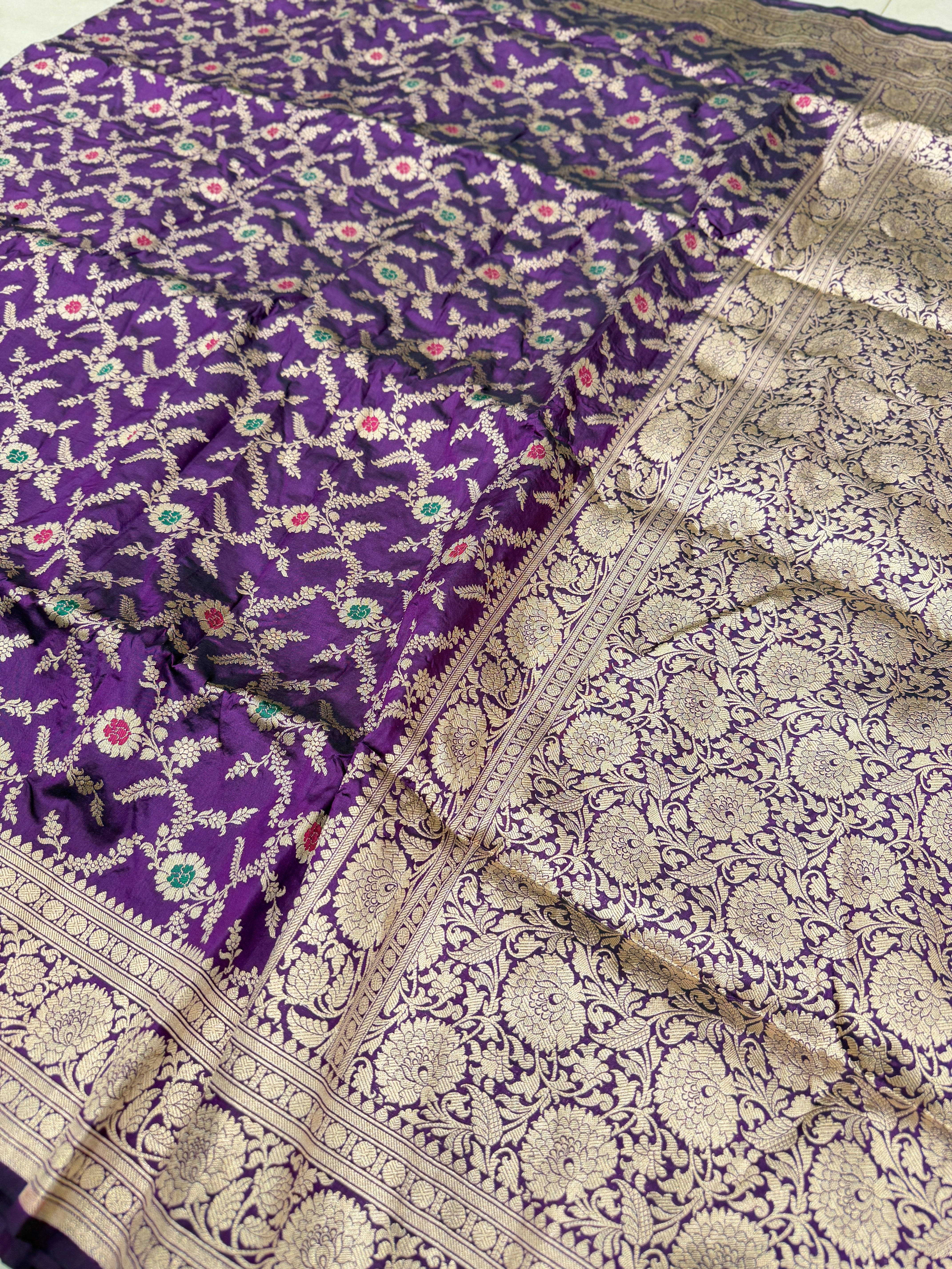 Violet Meenakari Banarasi Katan Silk Handloom Saree