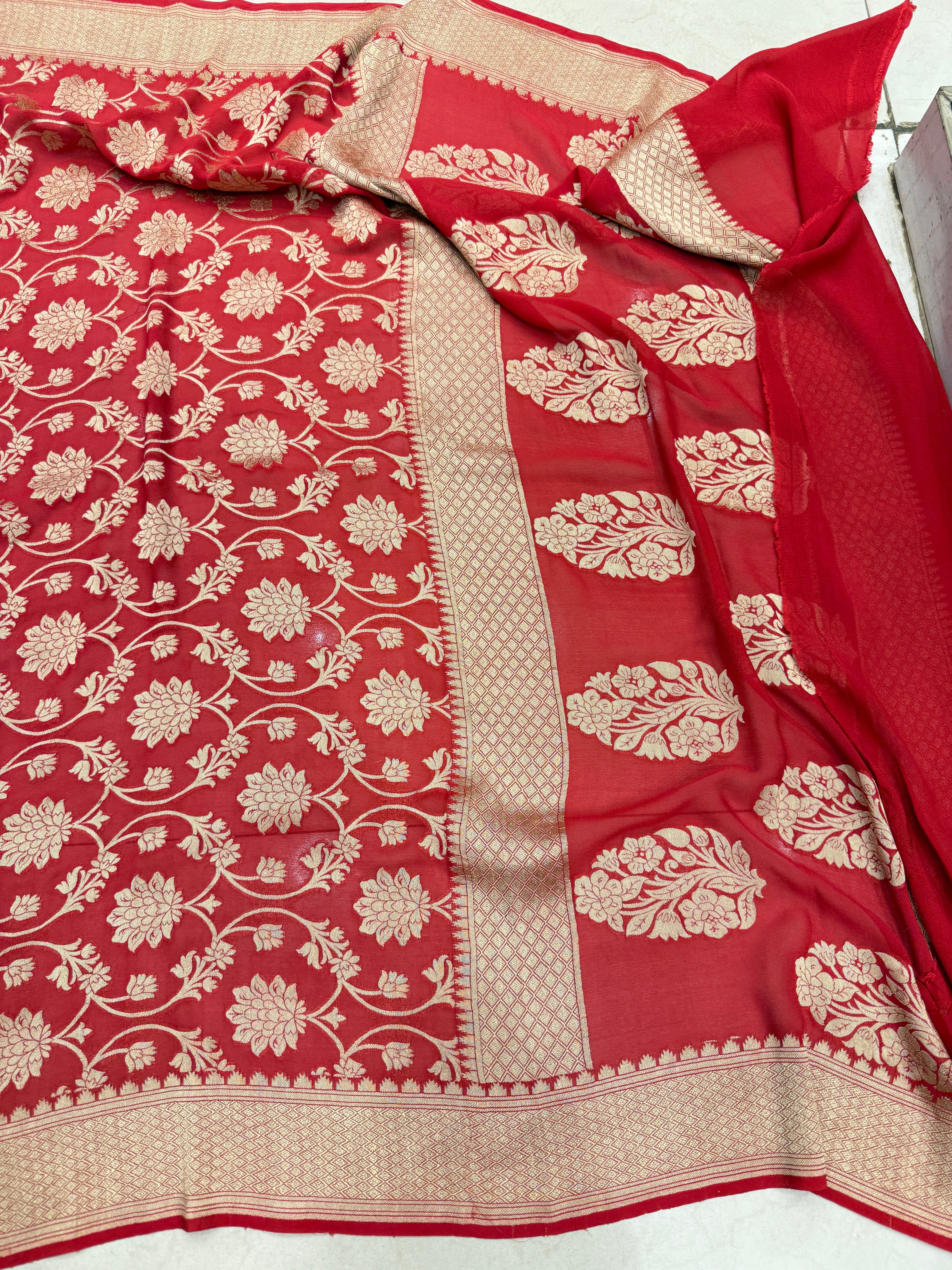 Red Khaddi Georgette Dupatta