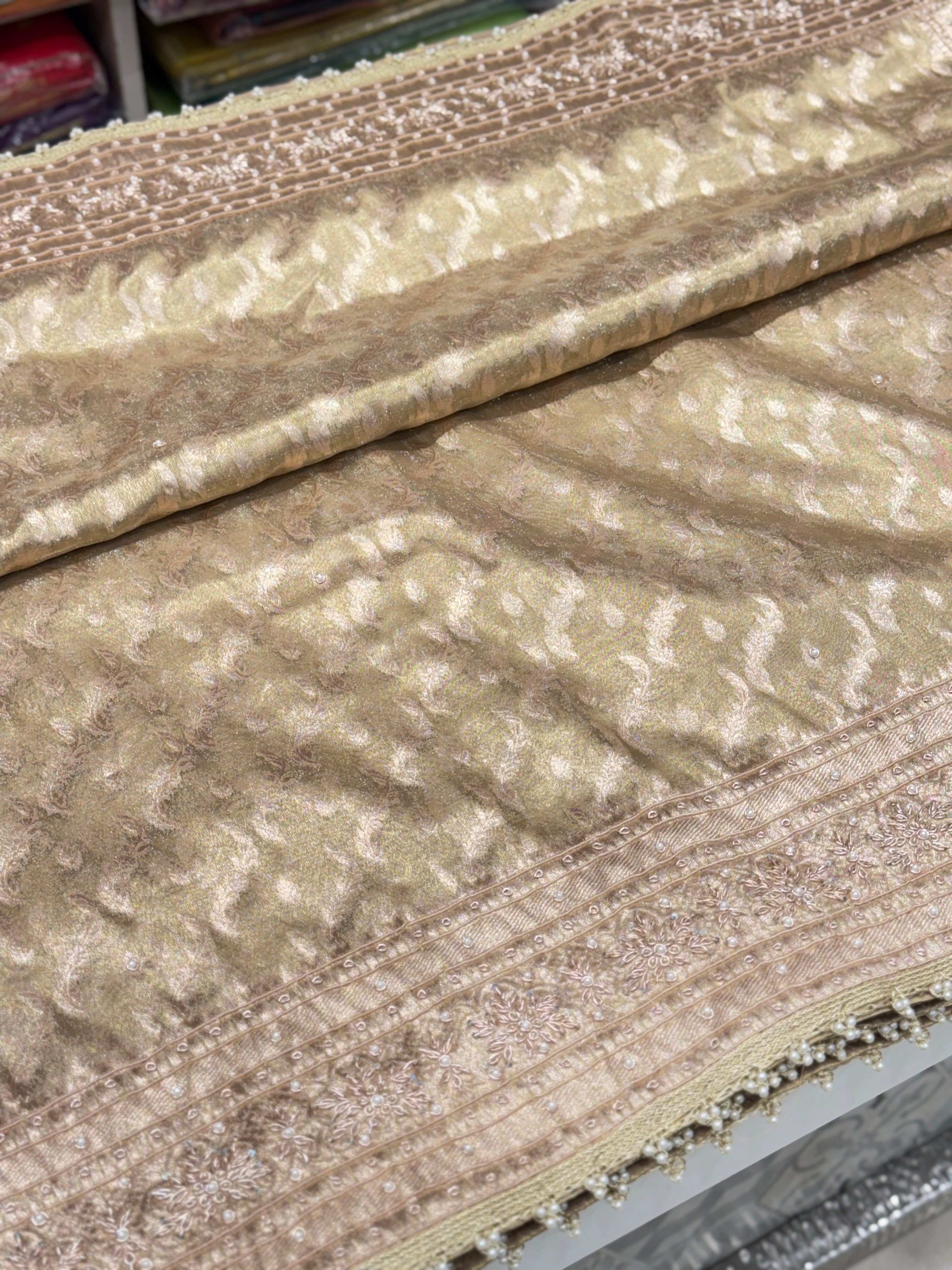 Golden Banarasi Tissue Zardosi Saree