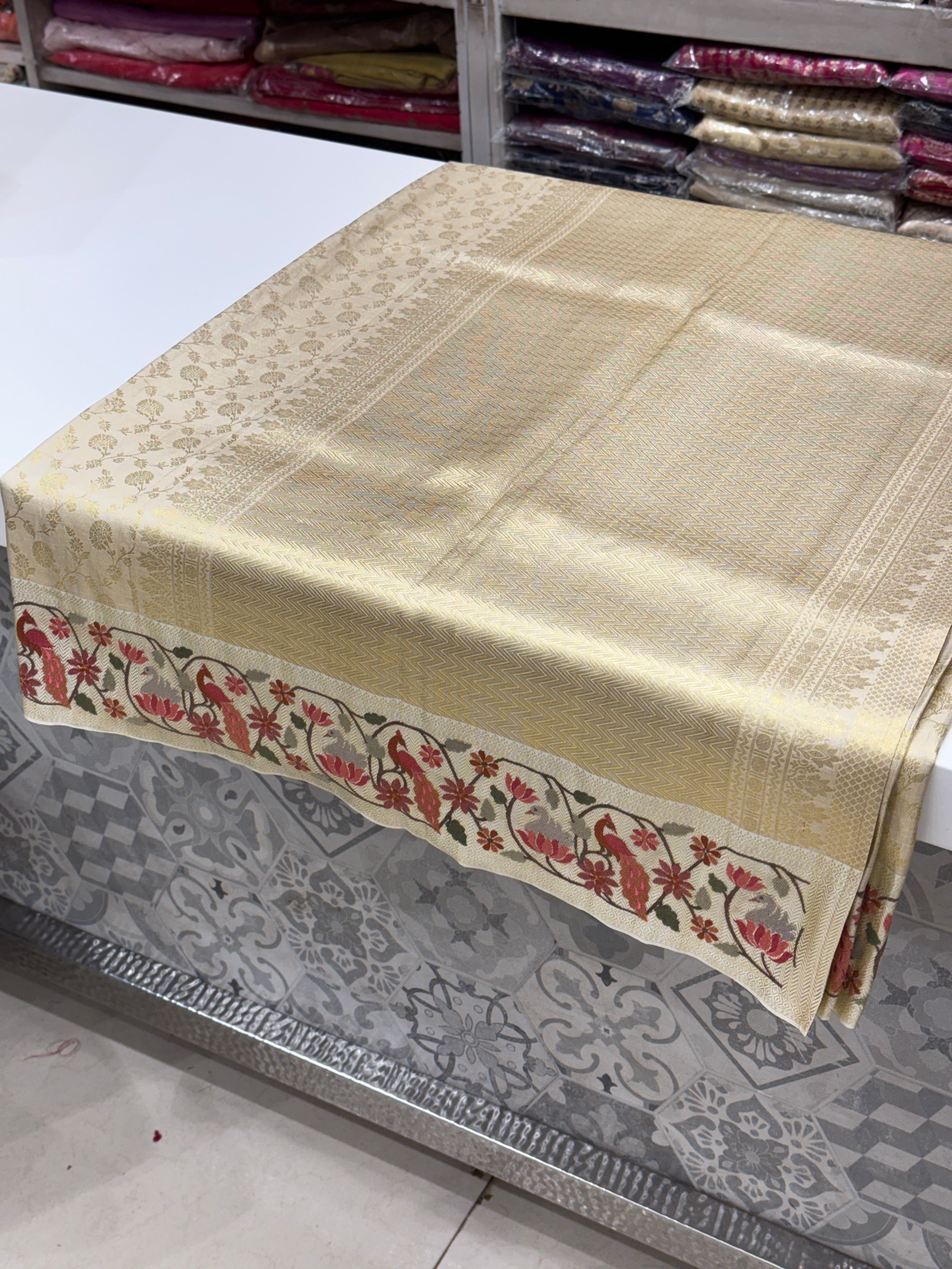 Moti White Kanjivaram x Parsi Gara Saree