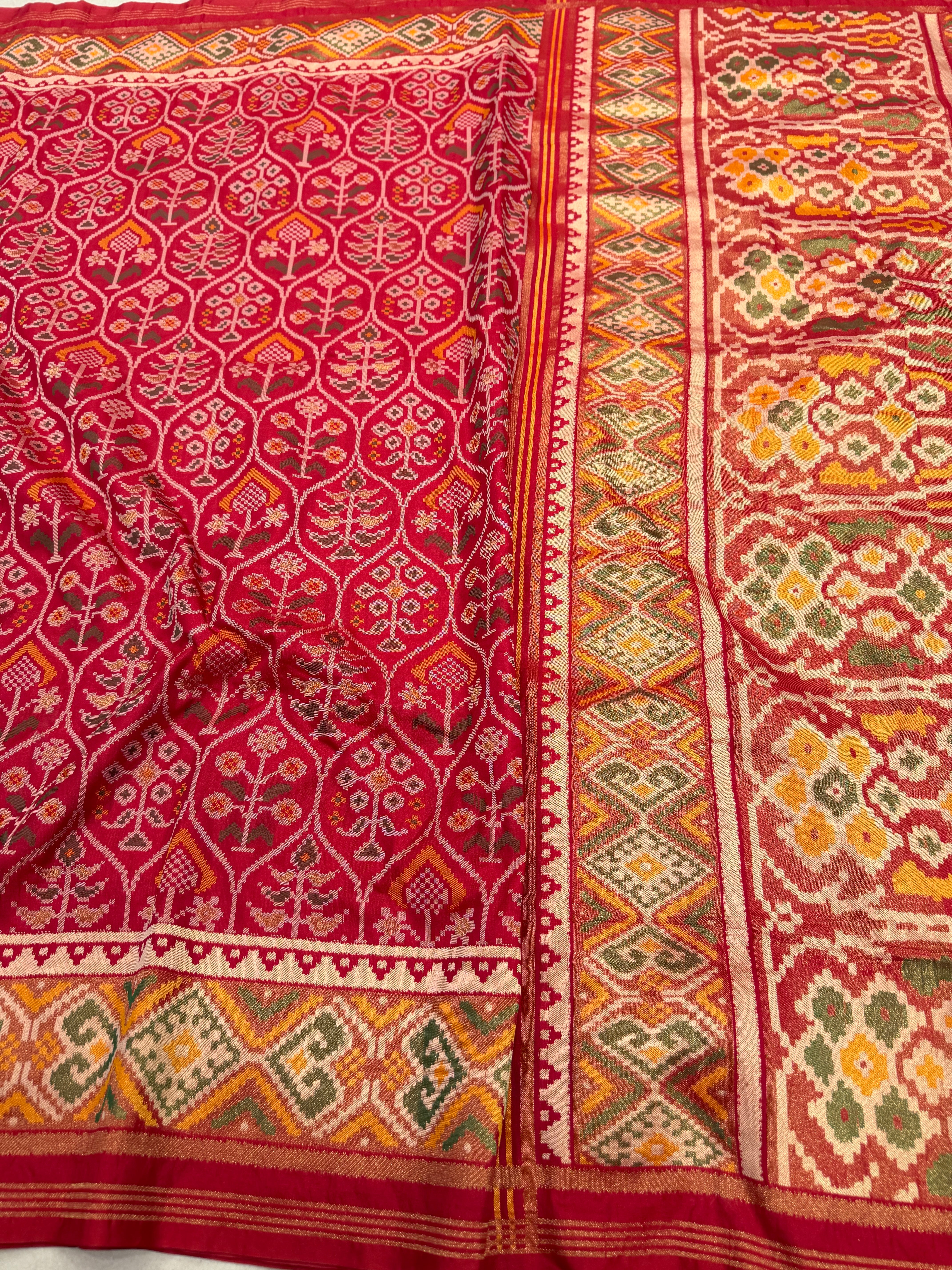 Red Crown Jaal Semi Silk Patan Patola Saree