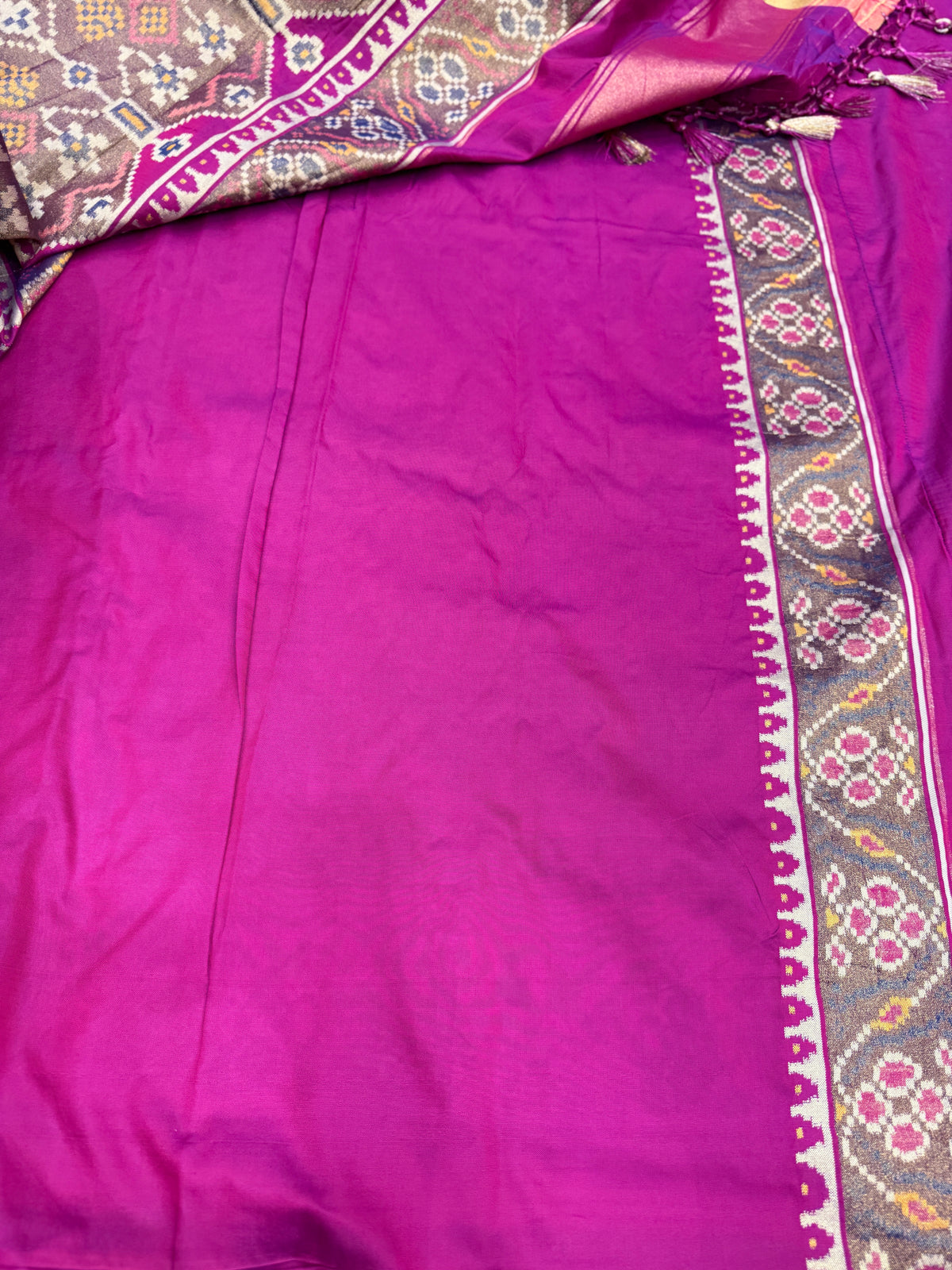 Rani Blue Chabdi Small Elephant Semi Silk Weaved Patan Patola Saree
