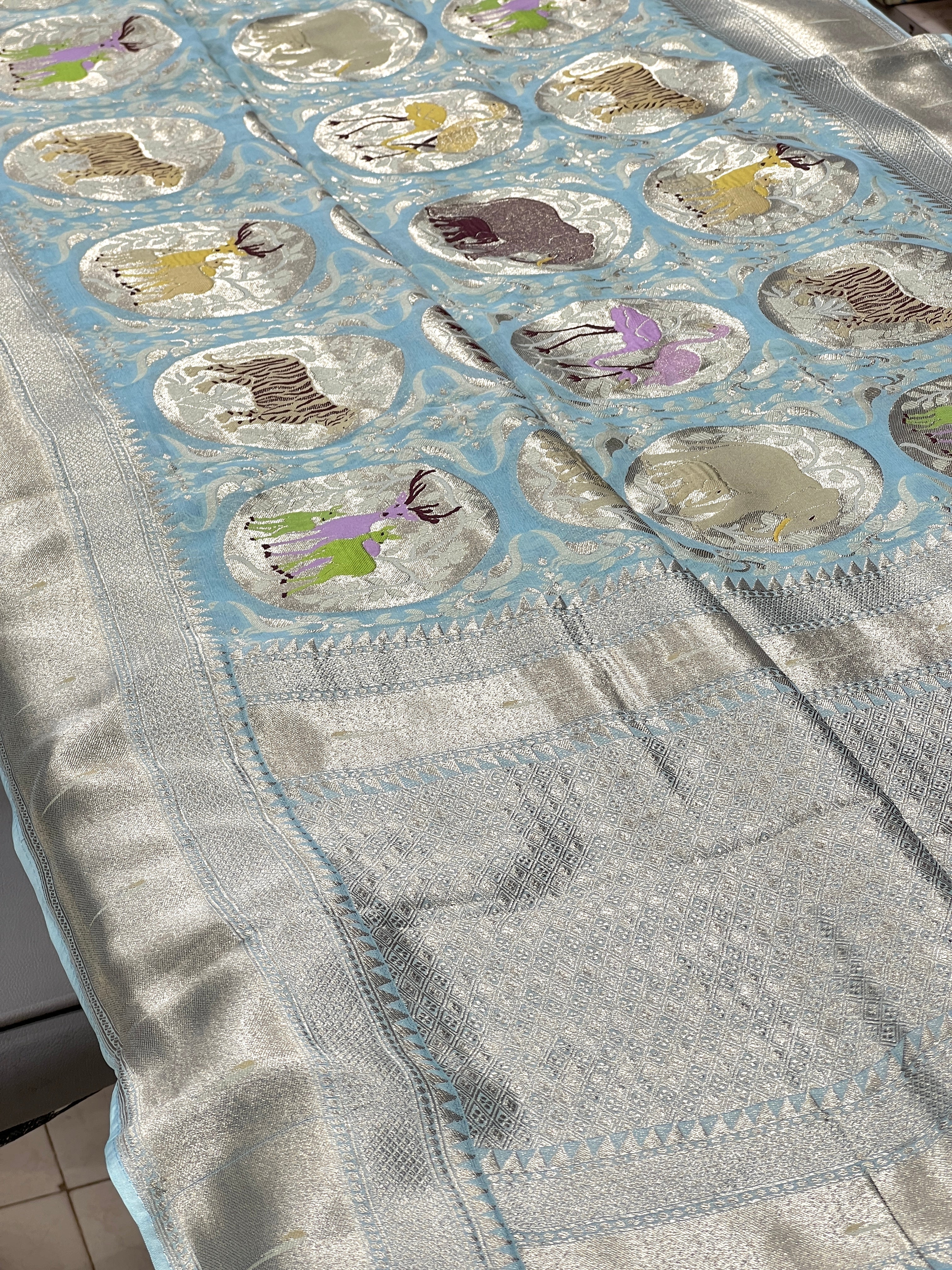 Blue Banarasi Khaddi Georgette Vantara Saree