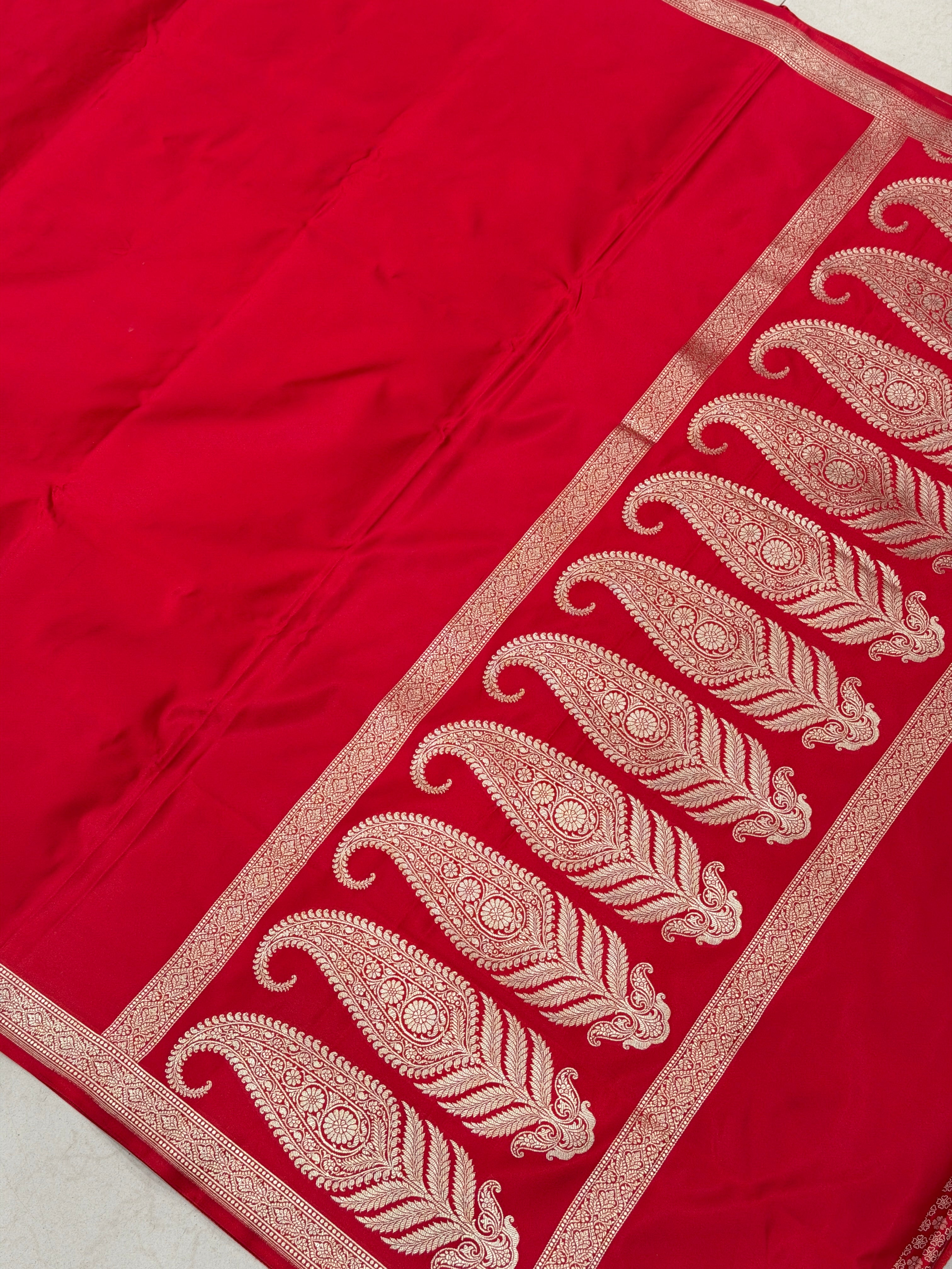 Red Banarasi Raw Mango Style Banarasi Silk Saree