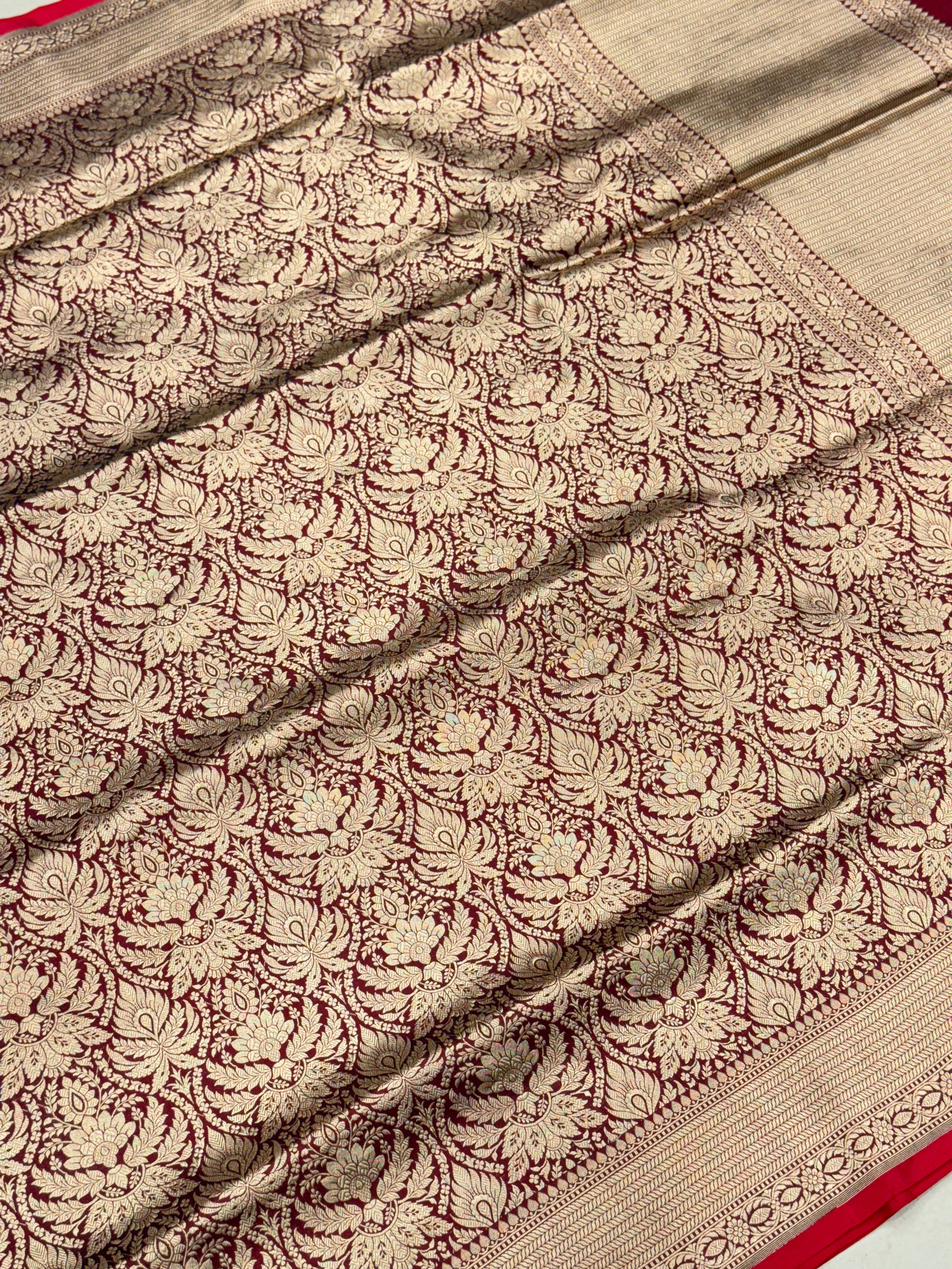 Maroon Jhanvi Kapoor Inspired Handloom Banarasi Katan Silk Saree