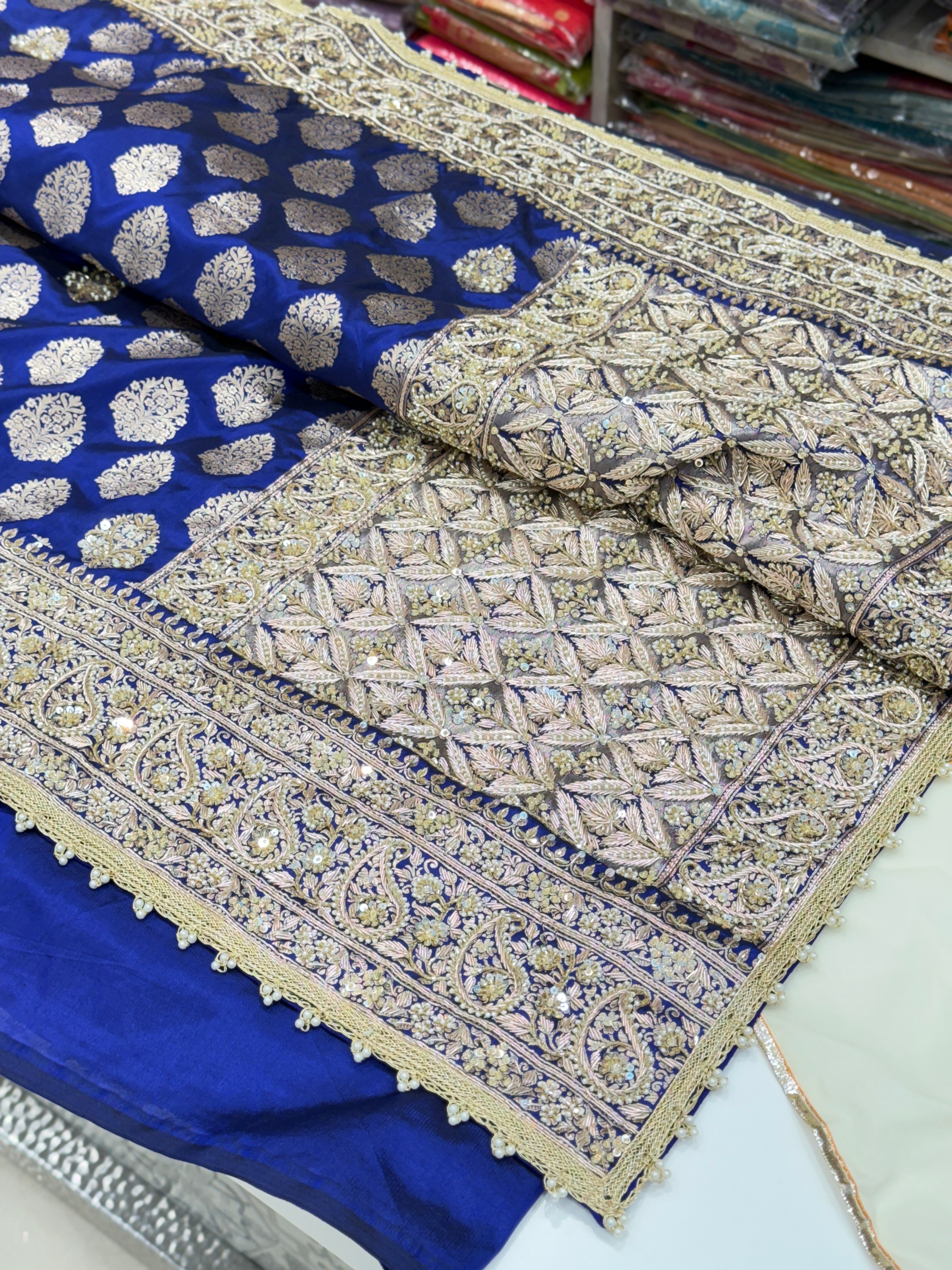 Blue Katan Zardosi Banarasi Saree