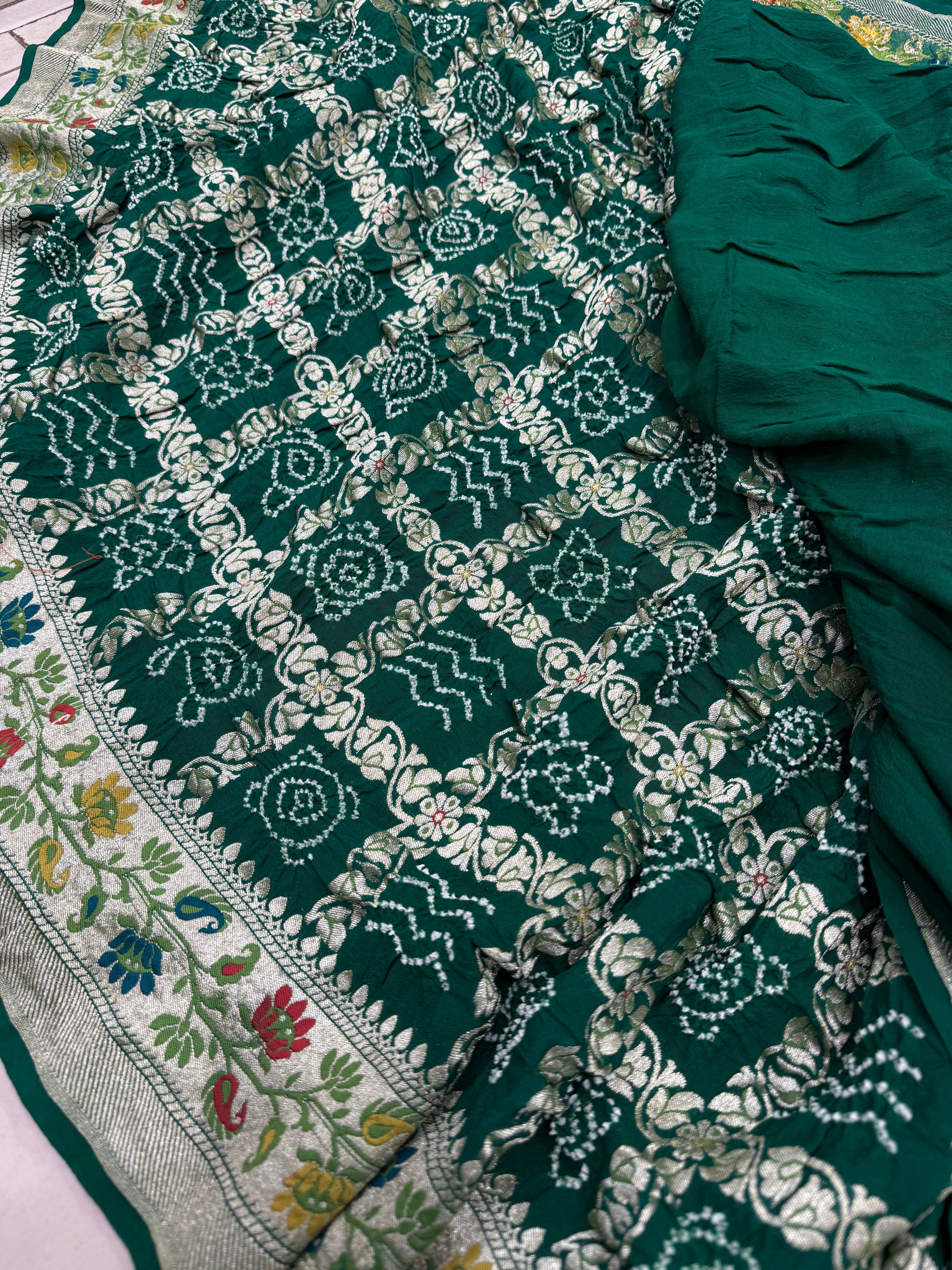 Bottle Meenakari Gharchola Bandhej Saree
