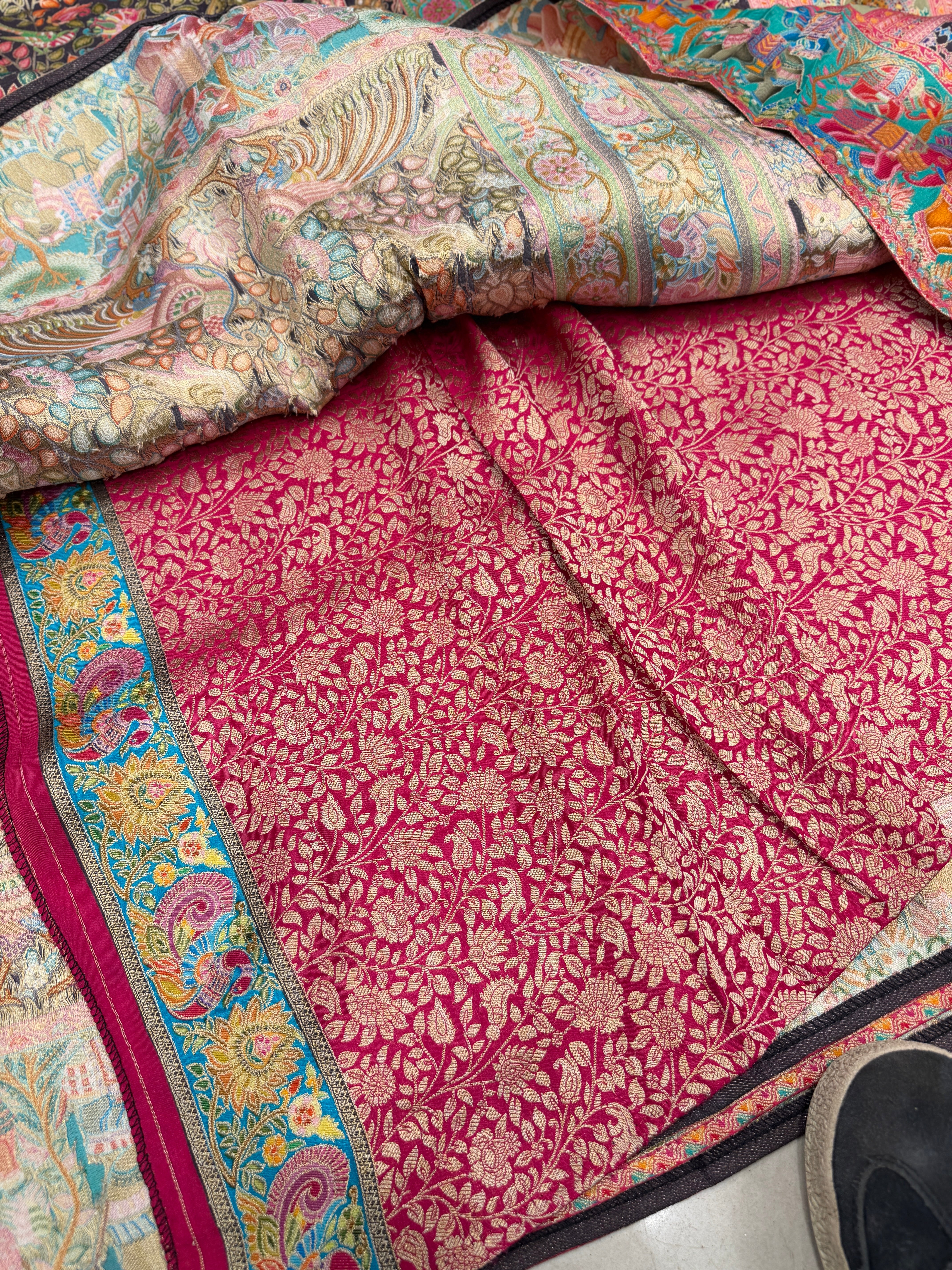 Black Weaved Pashmina Style Multi Colour Saree