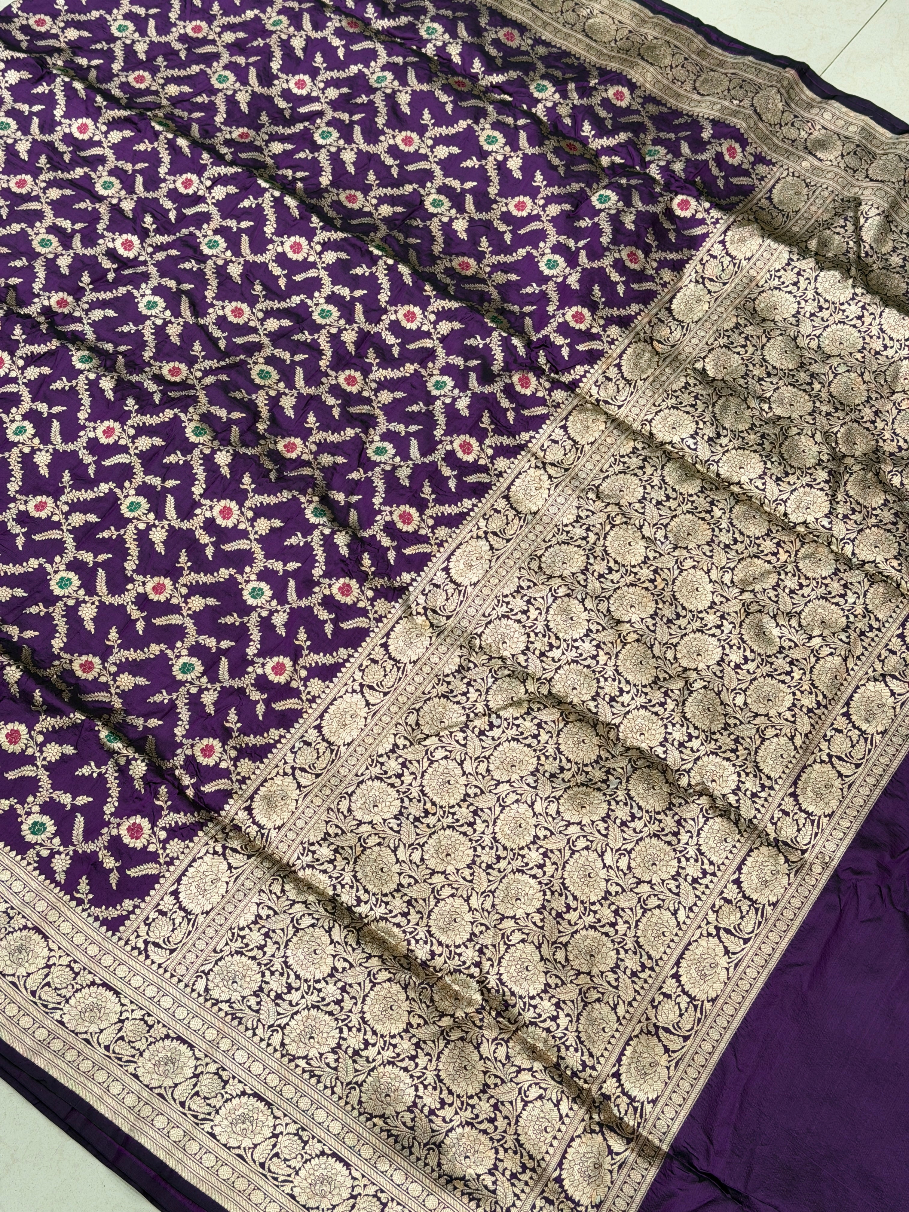 Violet Meenakari Banarasi Katan Silk Handloom Saree