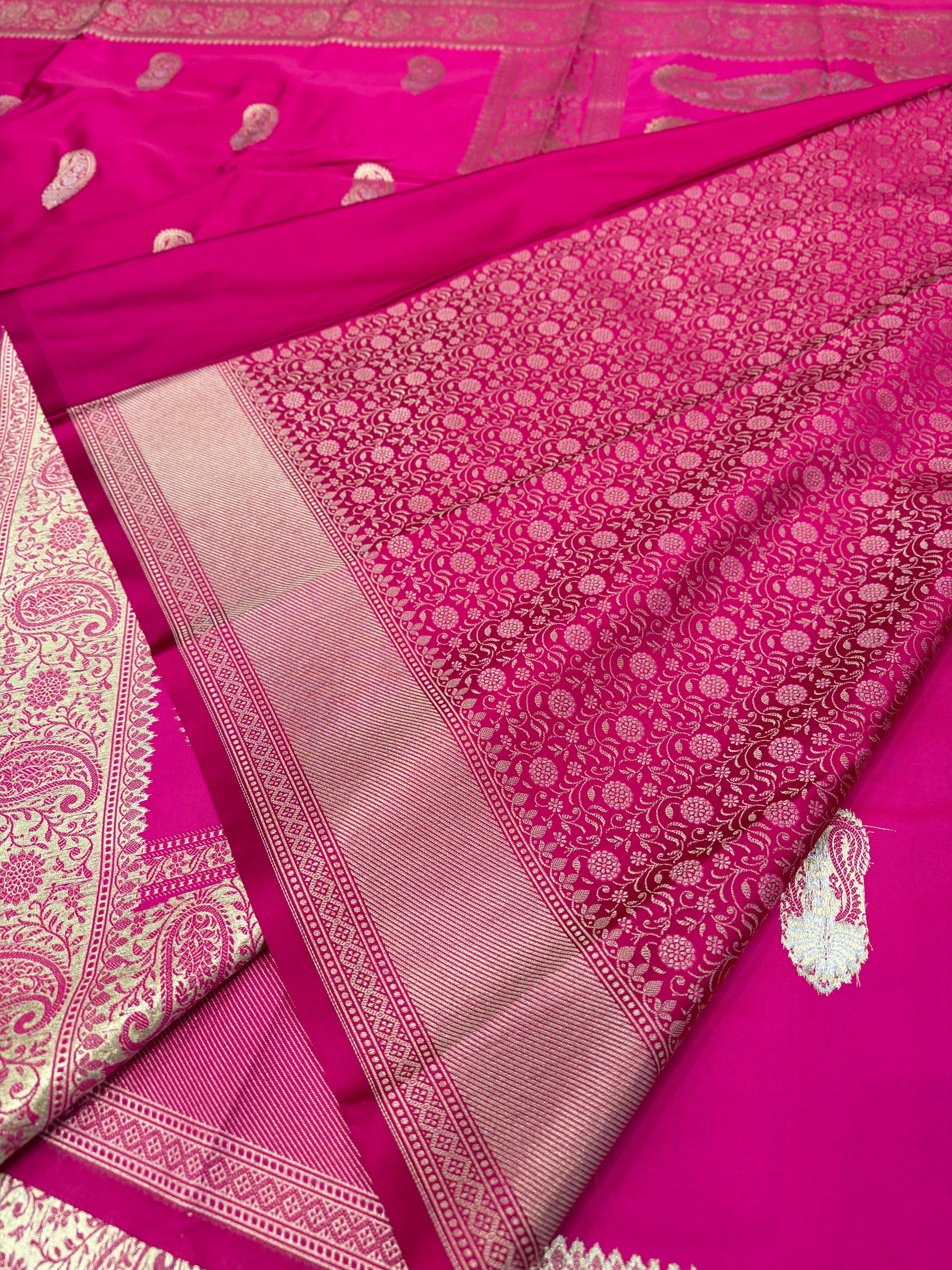 Rani Pink Sona Roopa Keri Butta Banarasi Silk Saree