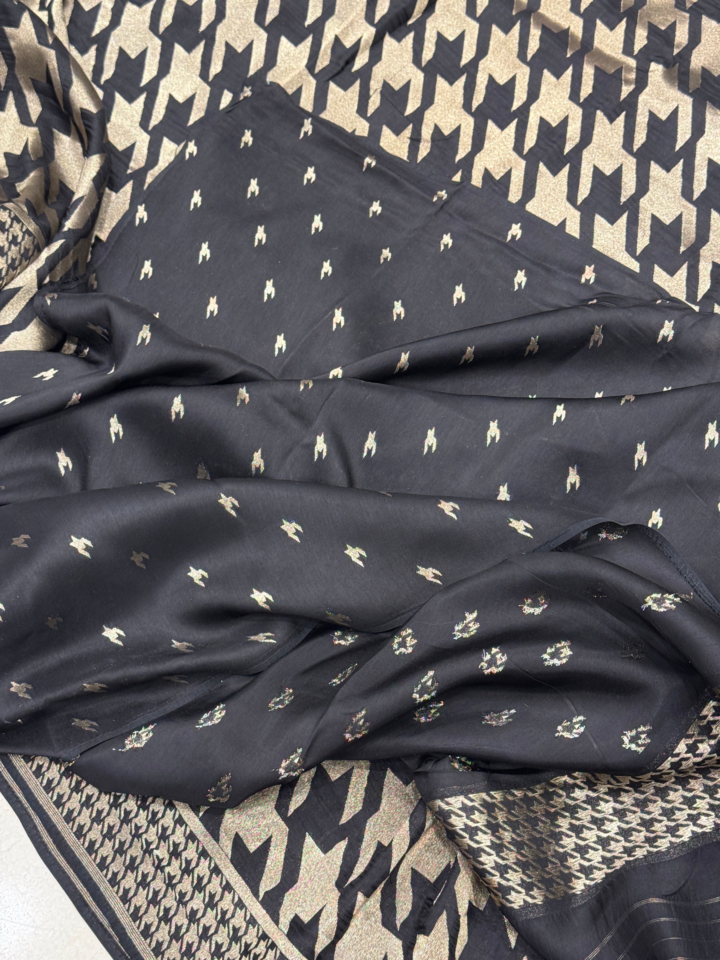 Black Contemporary Banarasi Munga Silk Saree